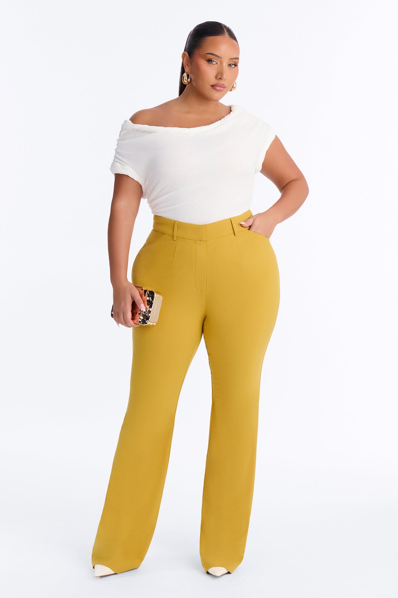 Tall Tasha Dressy High Rise Pants - Mustard image 1