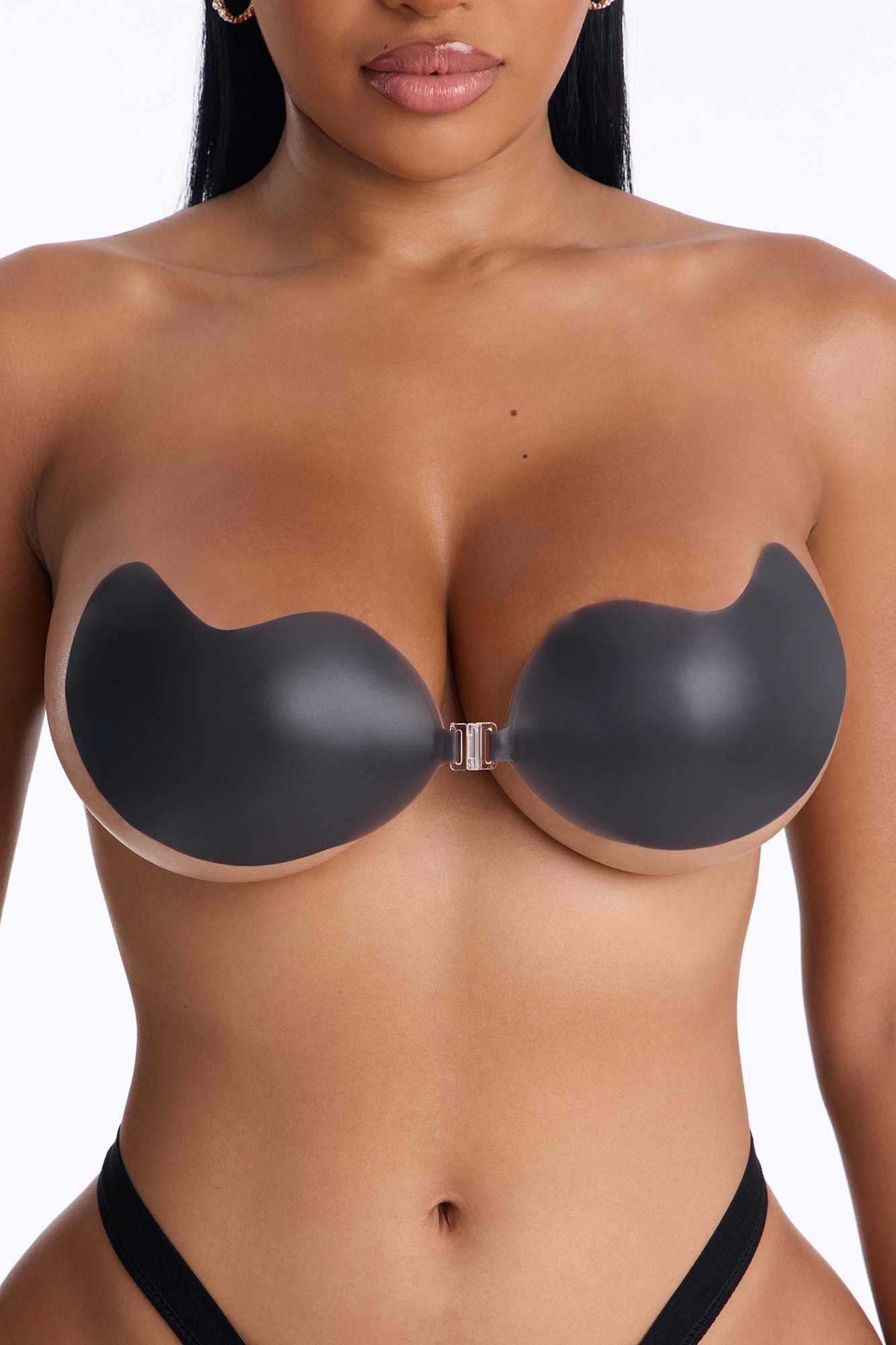 Strapless Adhesive Push Up Sticky Bra - Black image 1