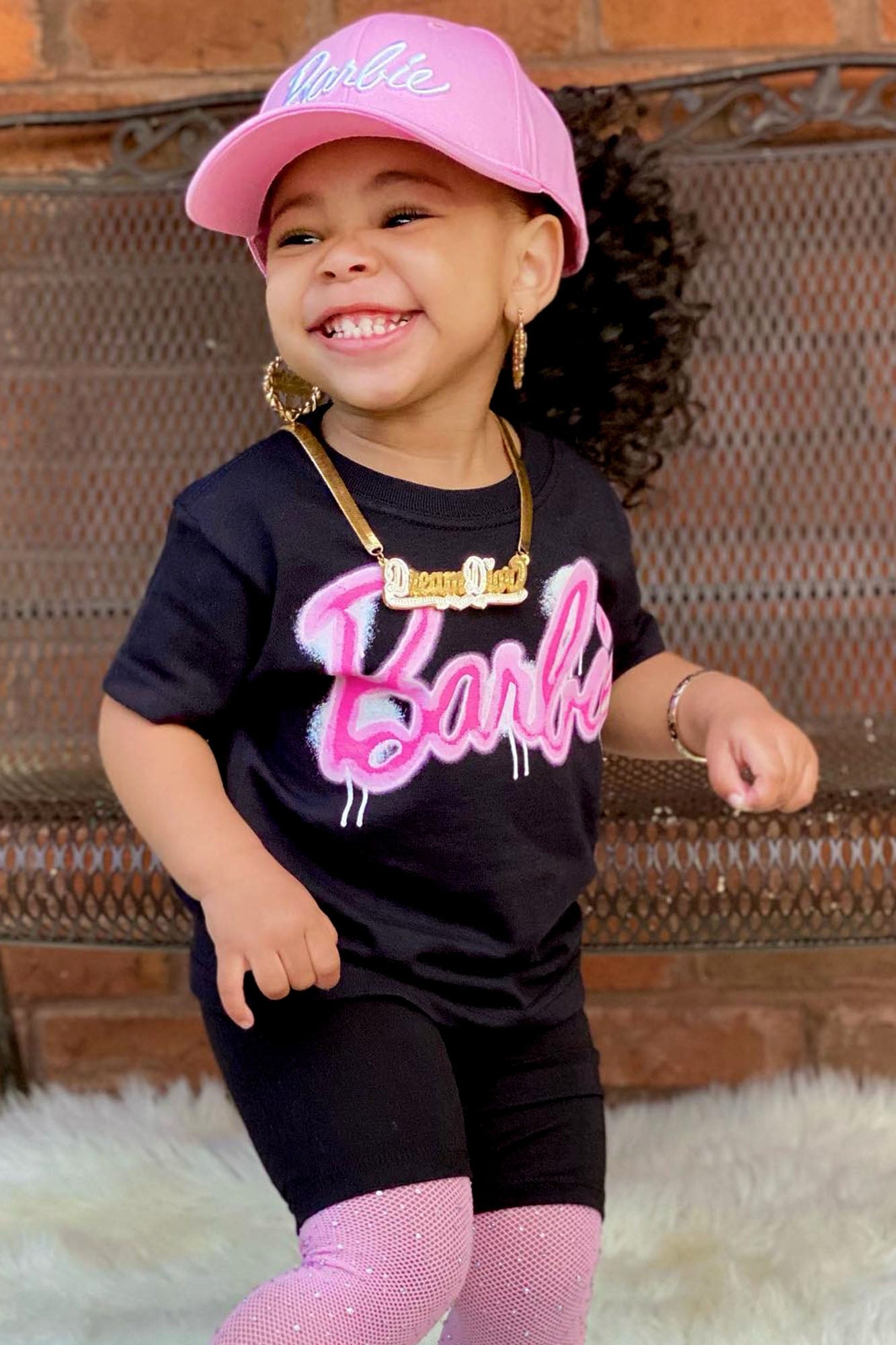 Mini Barbie Graffiti Tee - Black image 1
