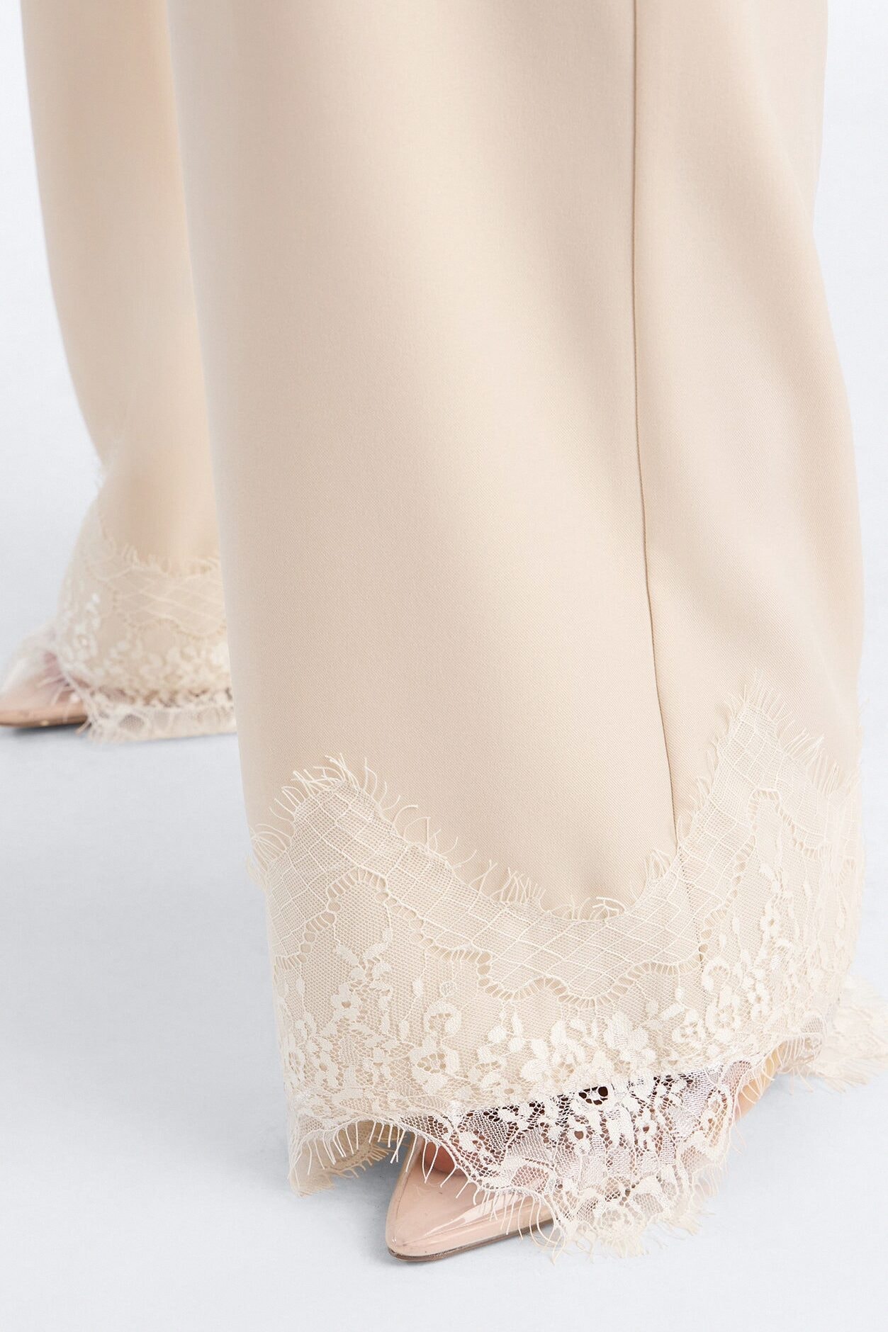 About You Lace Trim Straight Leg Trouser - Bone image 1