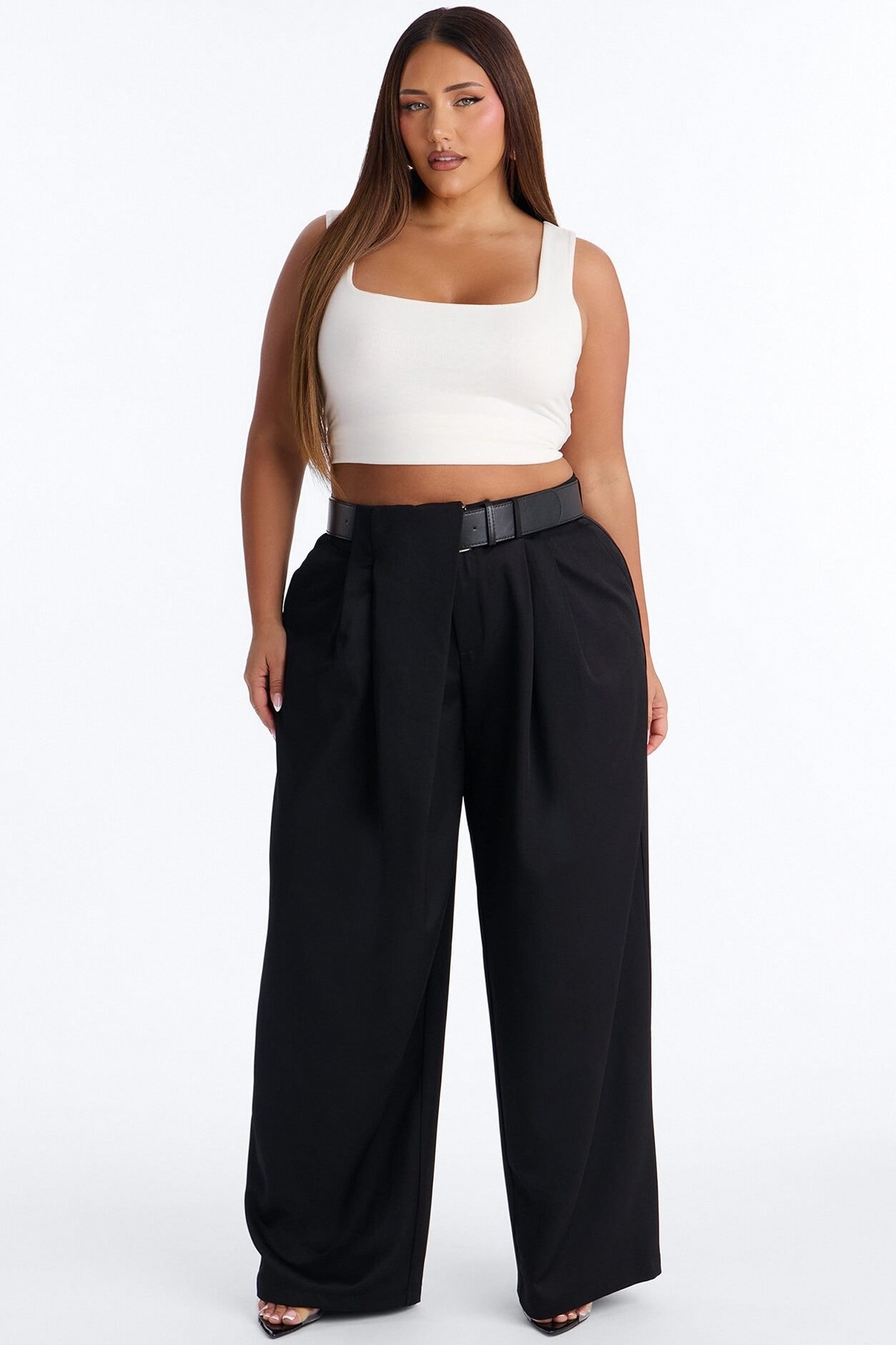 Natalie High Rise Wide Leg Trouser - Black image 1