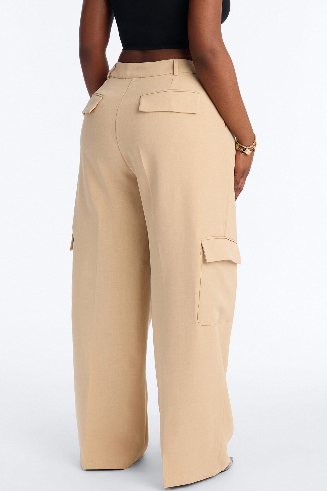 Cairo Wide Leg Cargo Trouser Pant 32″ - Khaki image 1