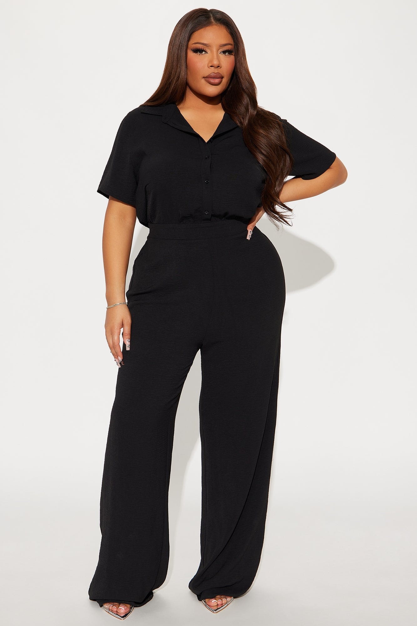 Makenzie Short Sleeve Jumpsuit - Black image 1