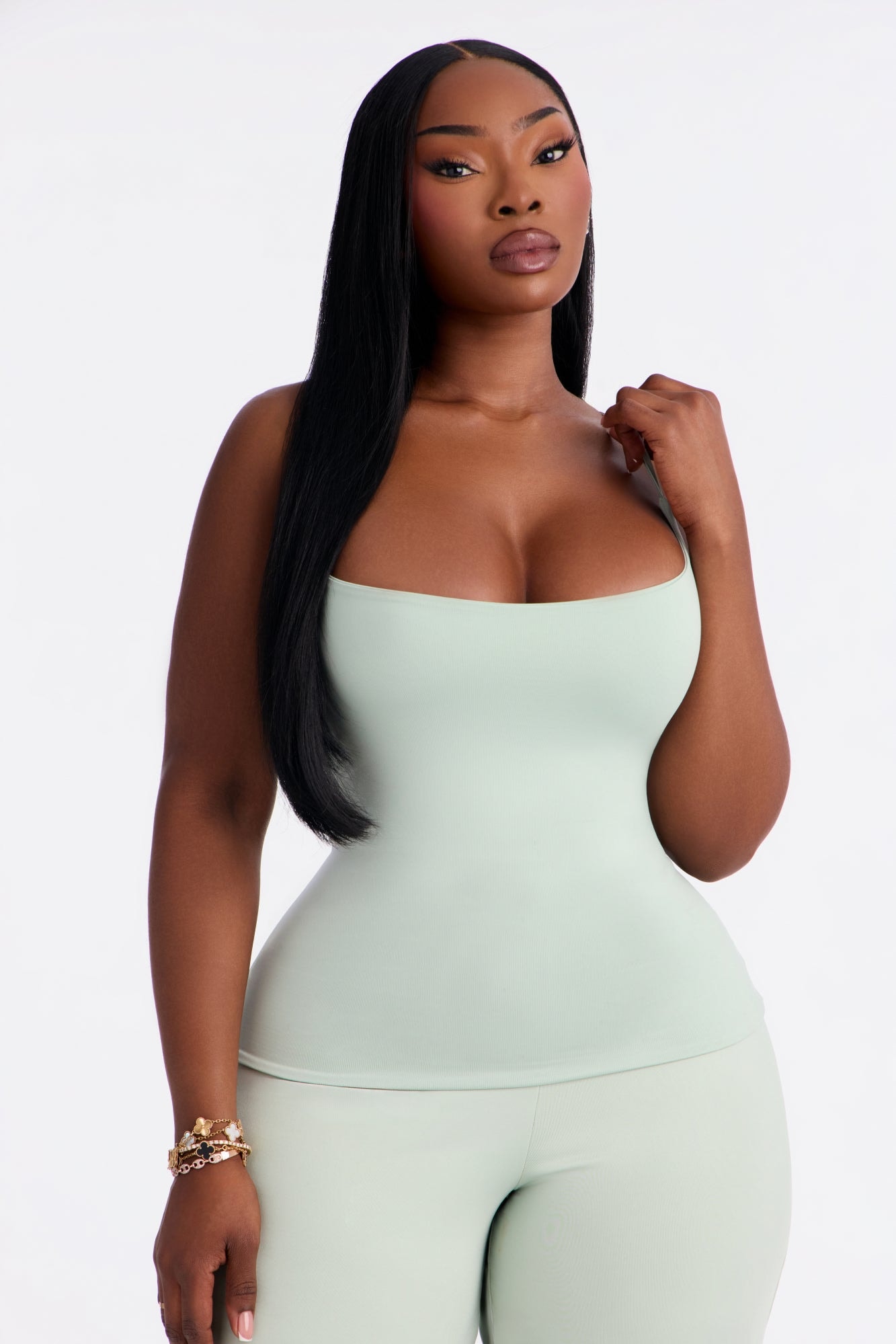 Contour Double Lined Cami Top - Mint image 1