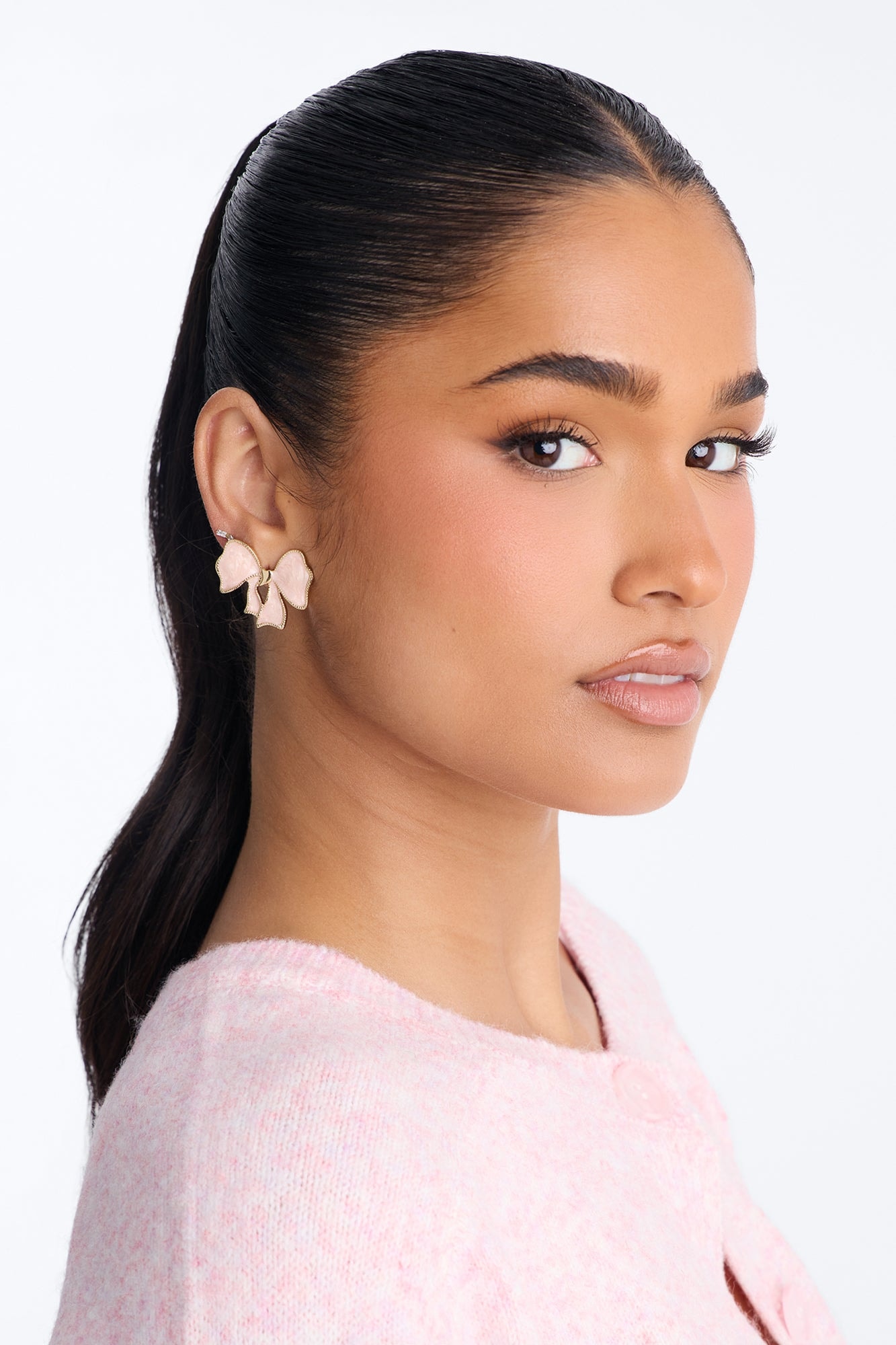 Prettiest Bow Drop Earrings - Pink image 1
