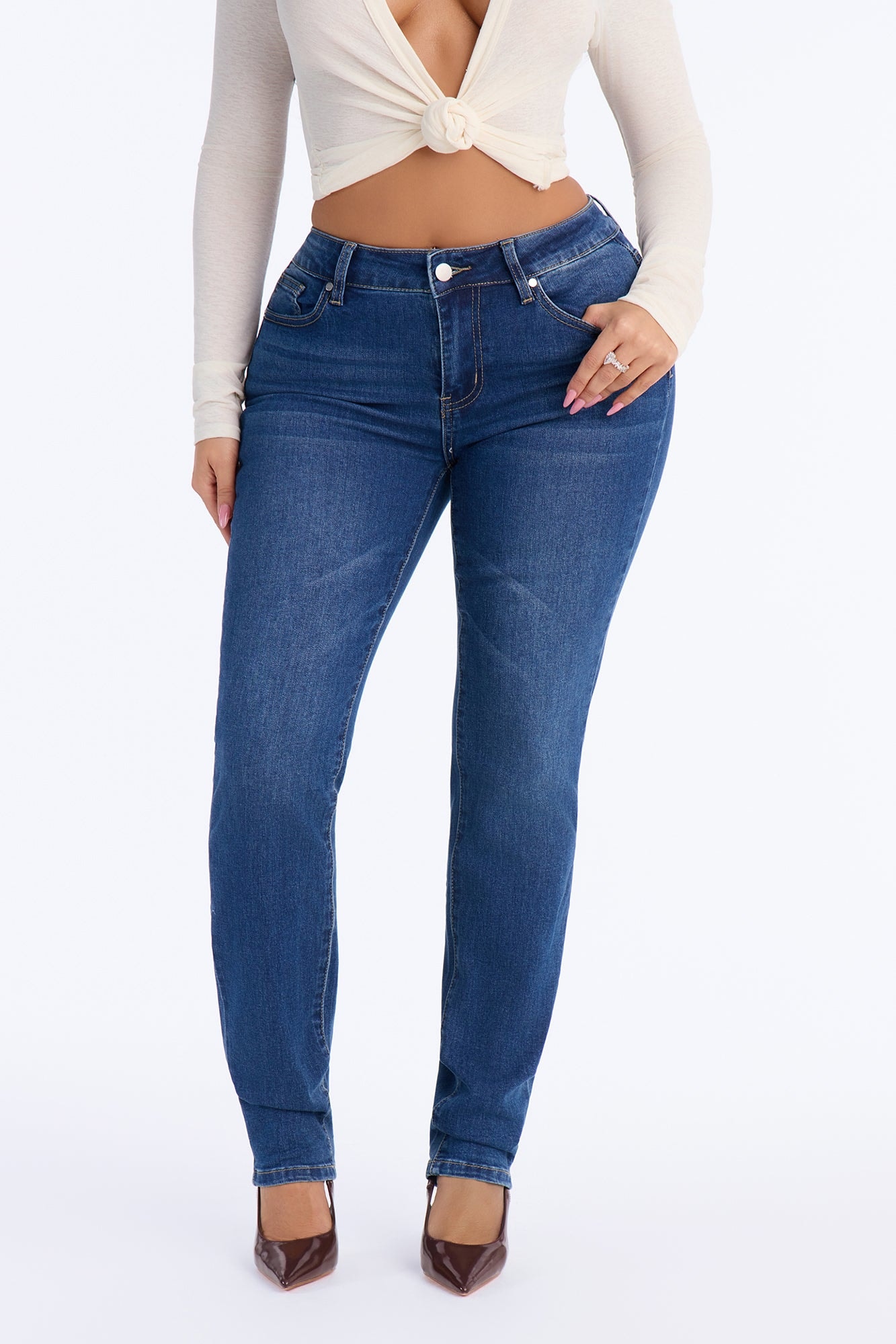 C'est La Vie Classic Stretch Skinny Jeans - Medium Wash image 1