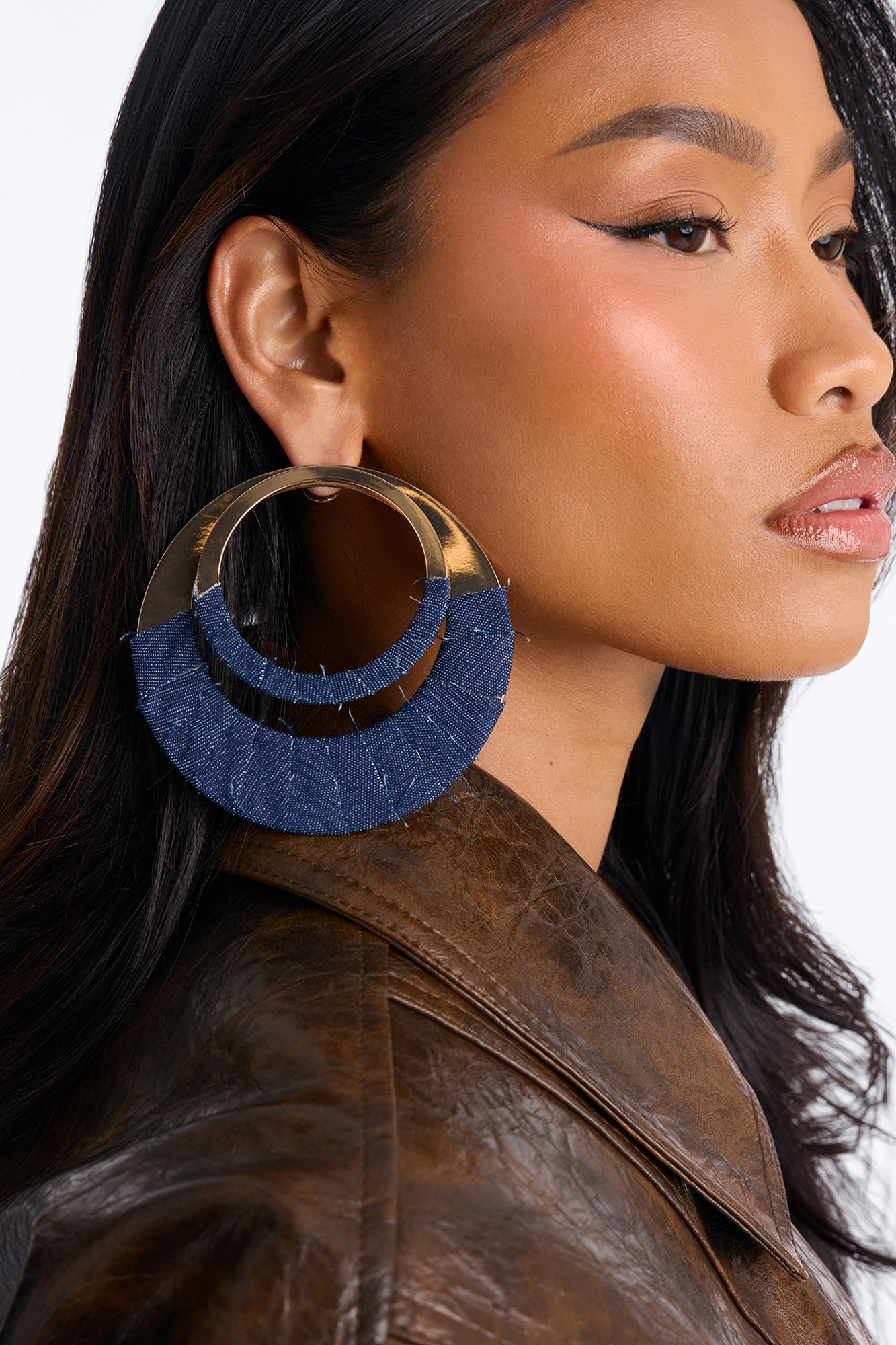 Indigo Luxe Hoop Earrings - Denim image 1