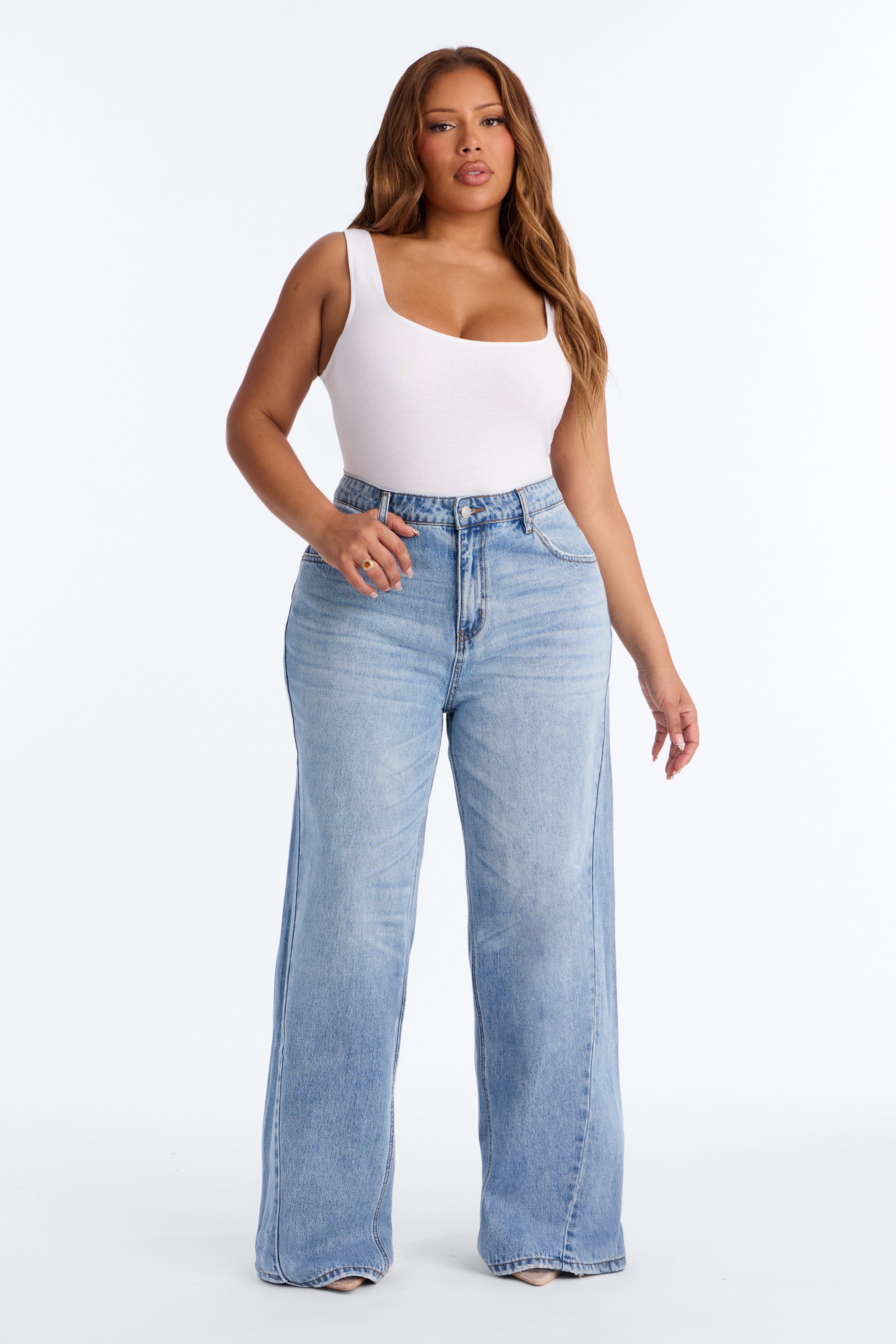 Chicago Edition Non Stretch Wide Leg Jeans - Medium Wash image 1