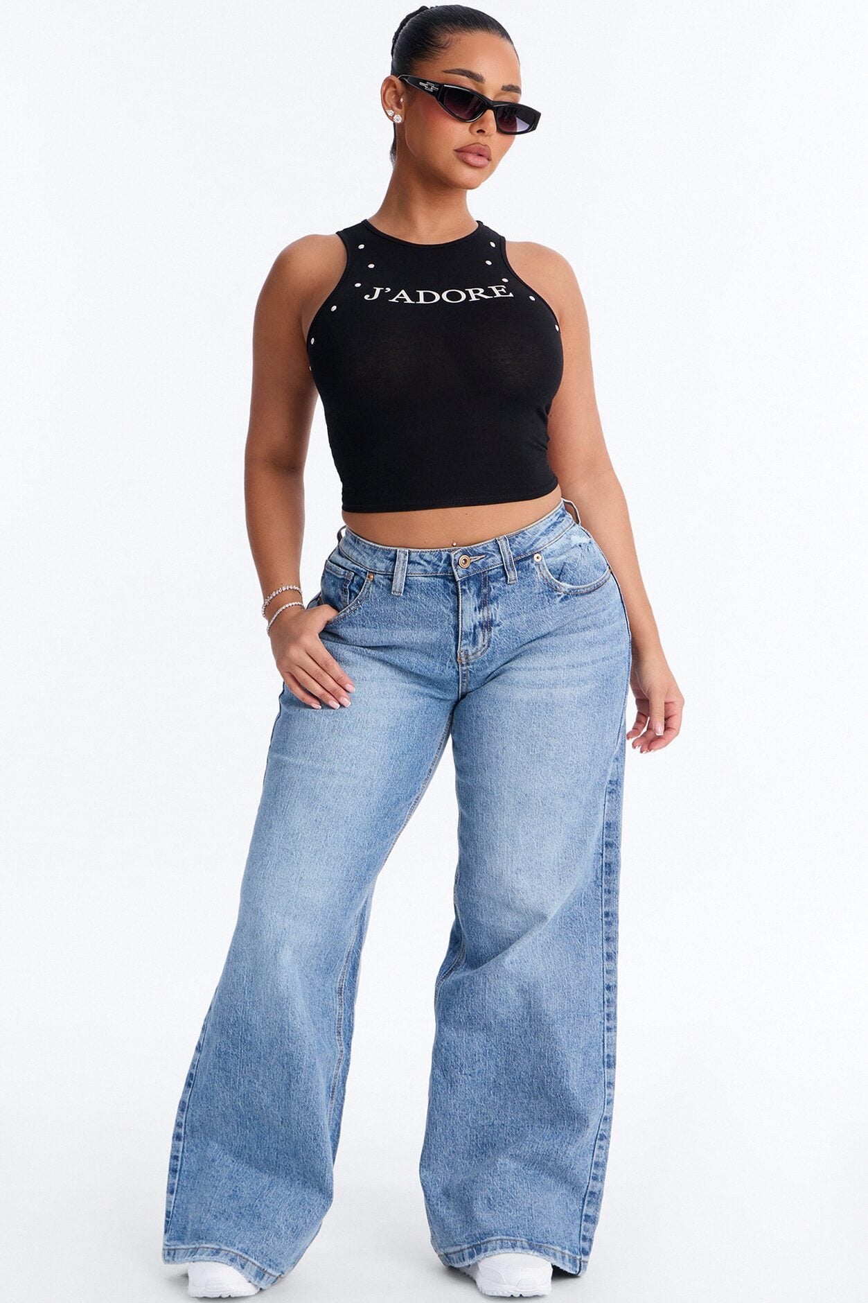Still Going Strong Baggy Wide Leg Jeans - Medium Wash image 1