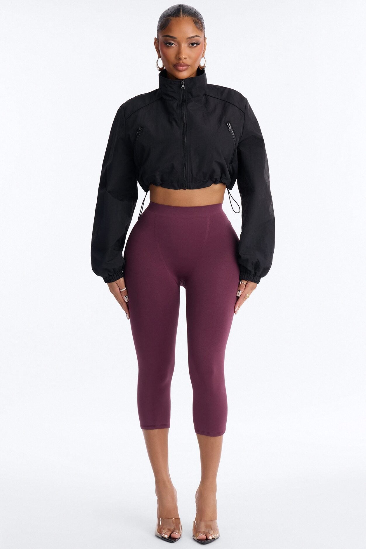 Seamless Smooth Double Lined Capri Pant - Plum image 1