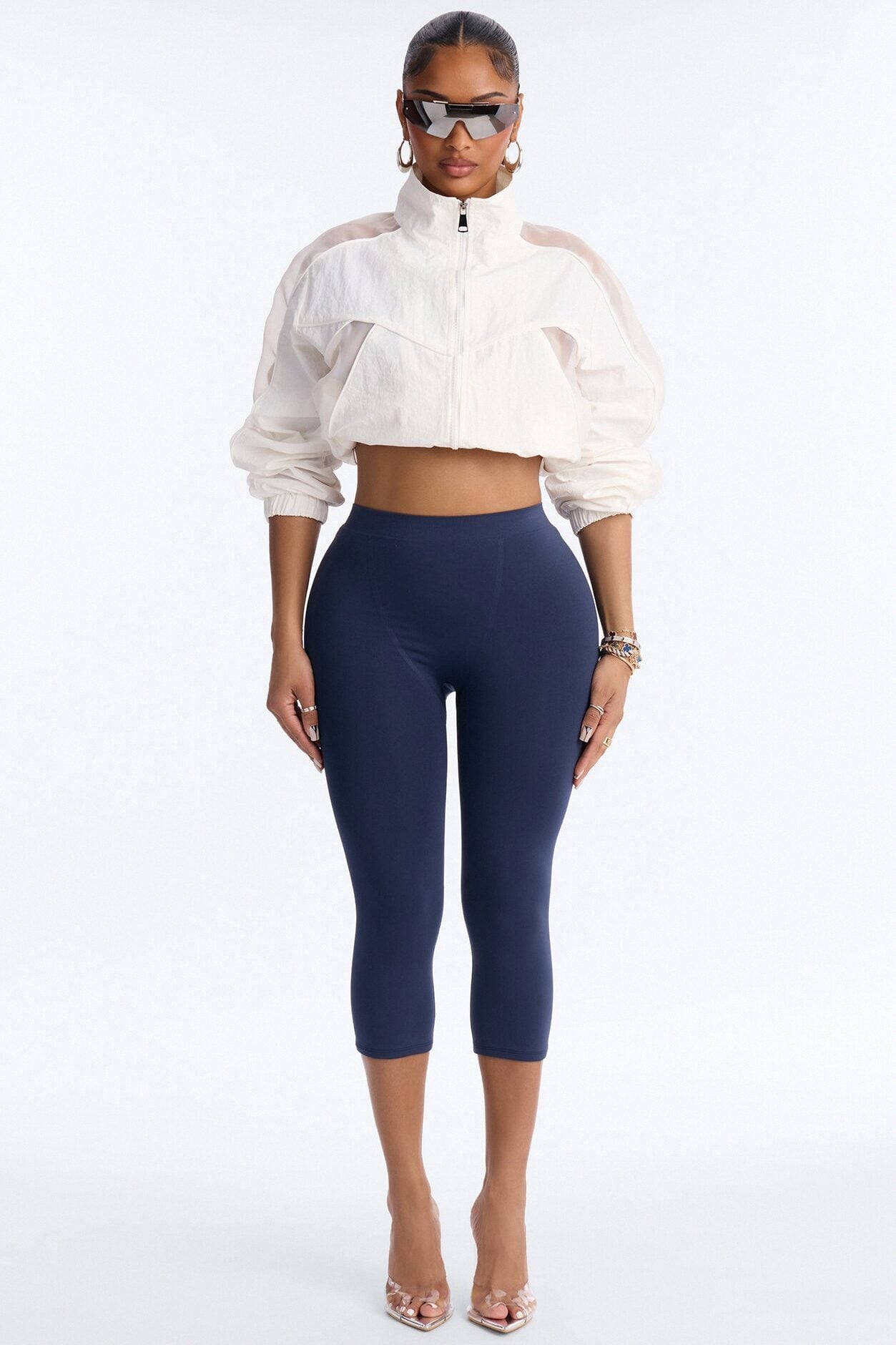 Seamless Smooth Double Lined Capri Pant - Navy image 1