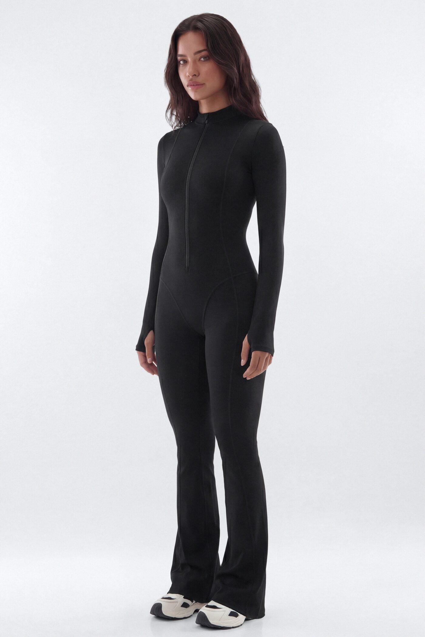 CloudForm™ 32″ Long Sleeve Flare Jumpsuit - Black image 1