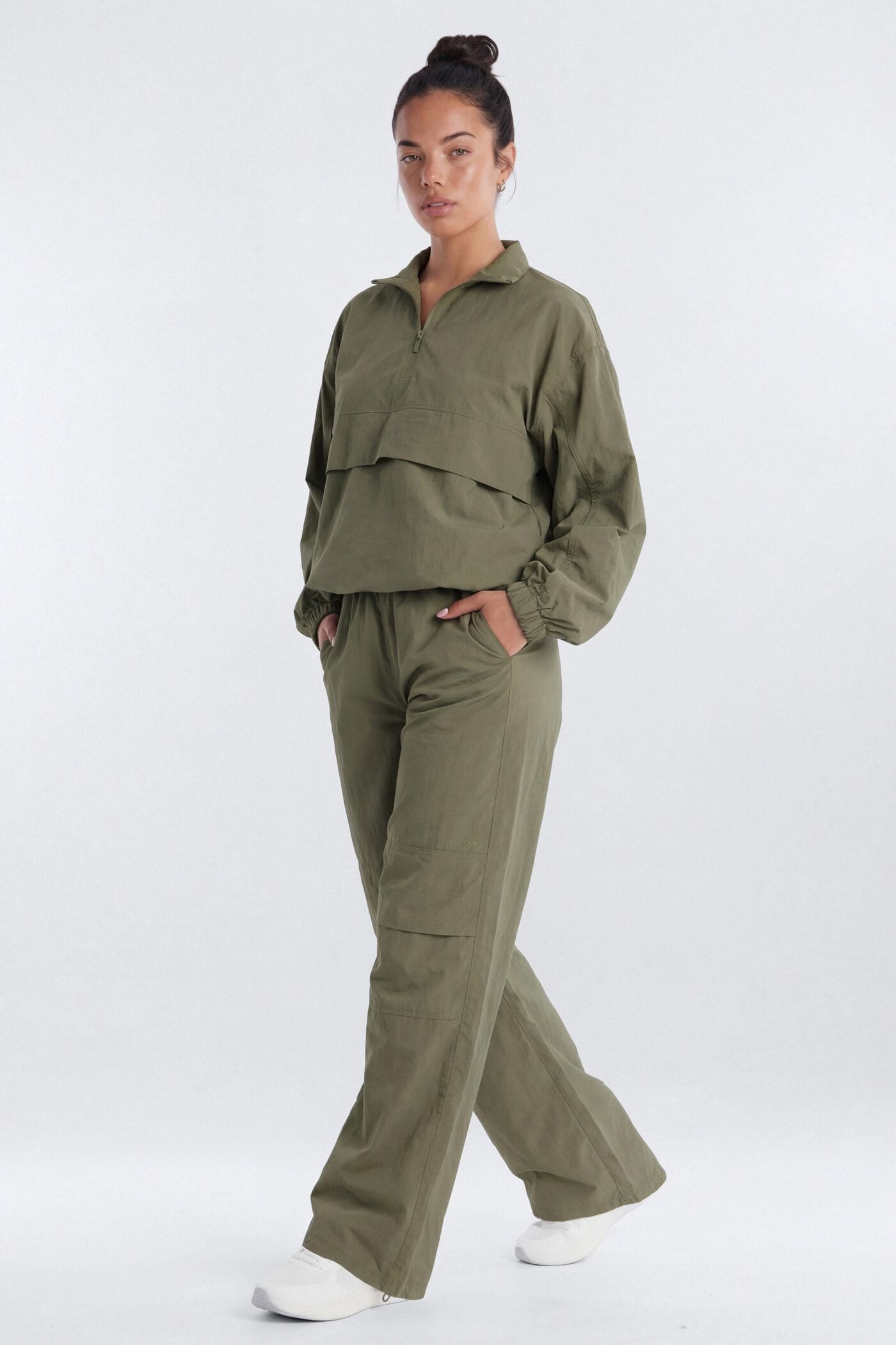 CoreNylon 32″ Wide Leg Track Pant - Moss image 1