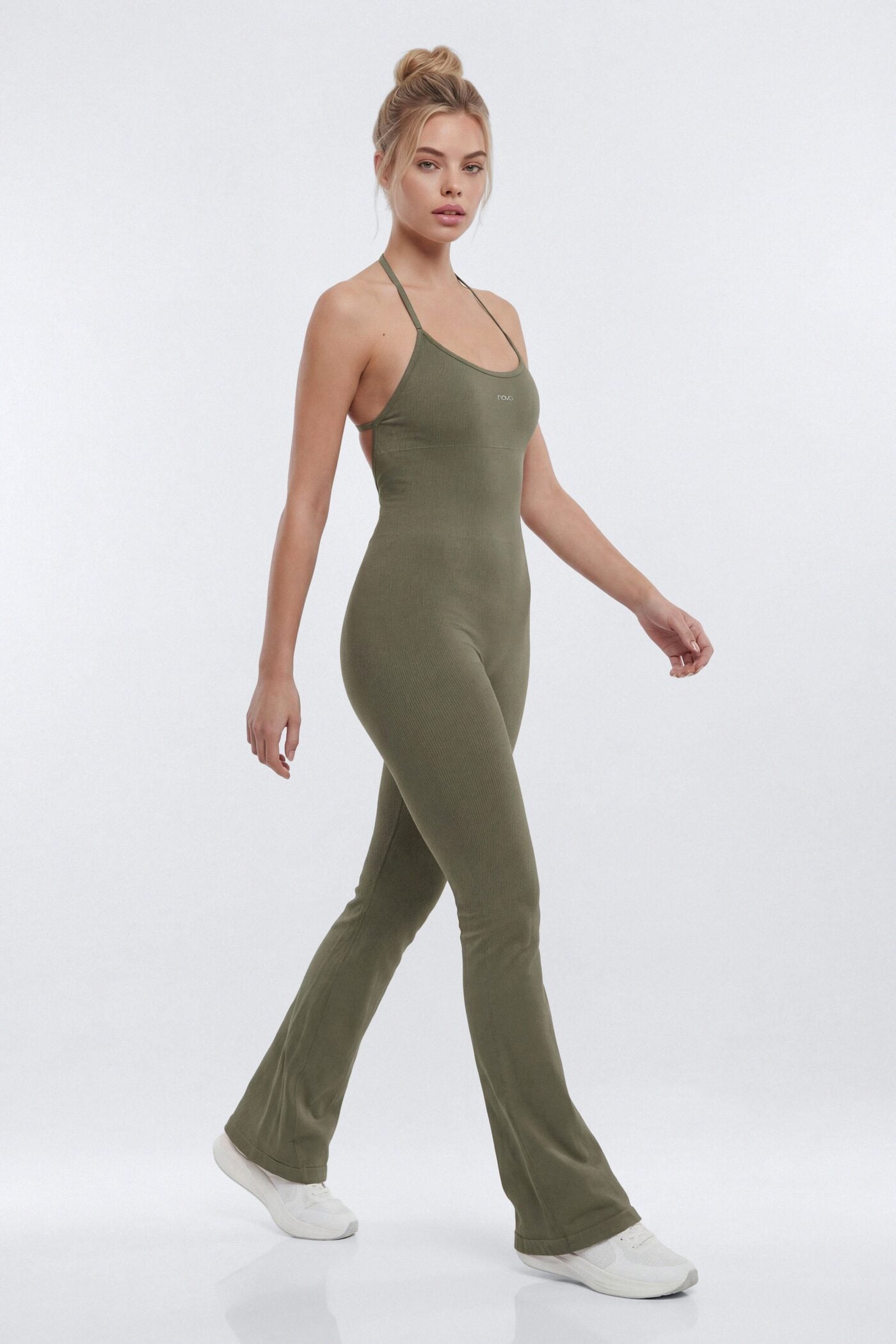 SeamlessLift™ 32″ Flare Jumpsuit - Moss image 1
