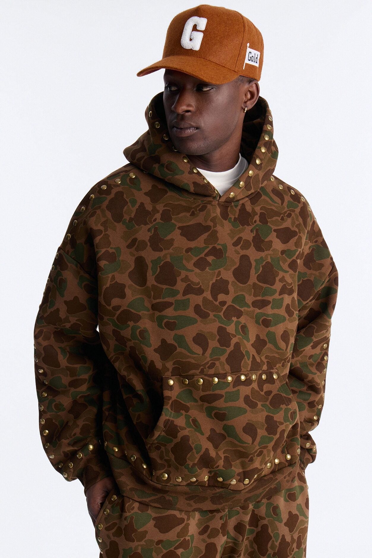 Oversized Frontline Studded Camo Hoodie - Camouflage image 1