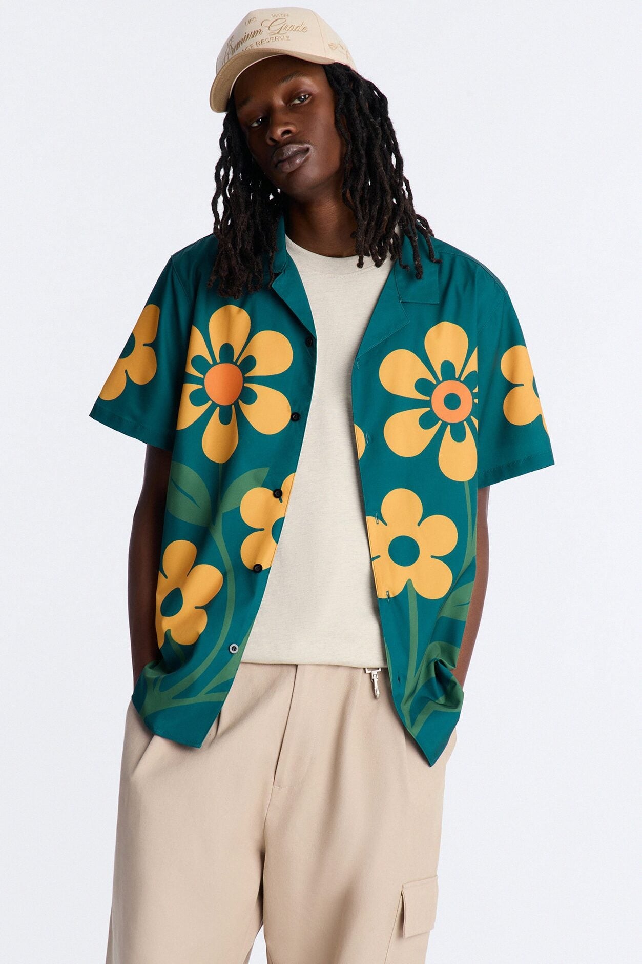 Relaxed Forest Bloom Button Up Shirt - Green image 1