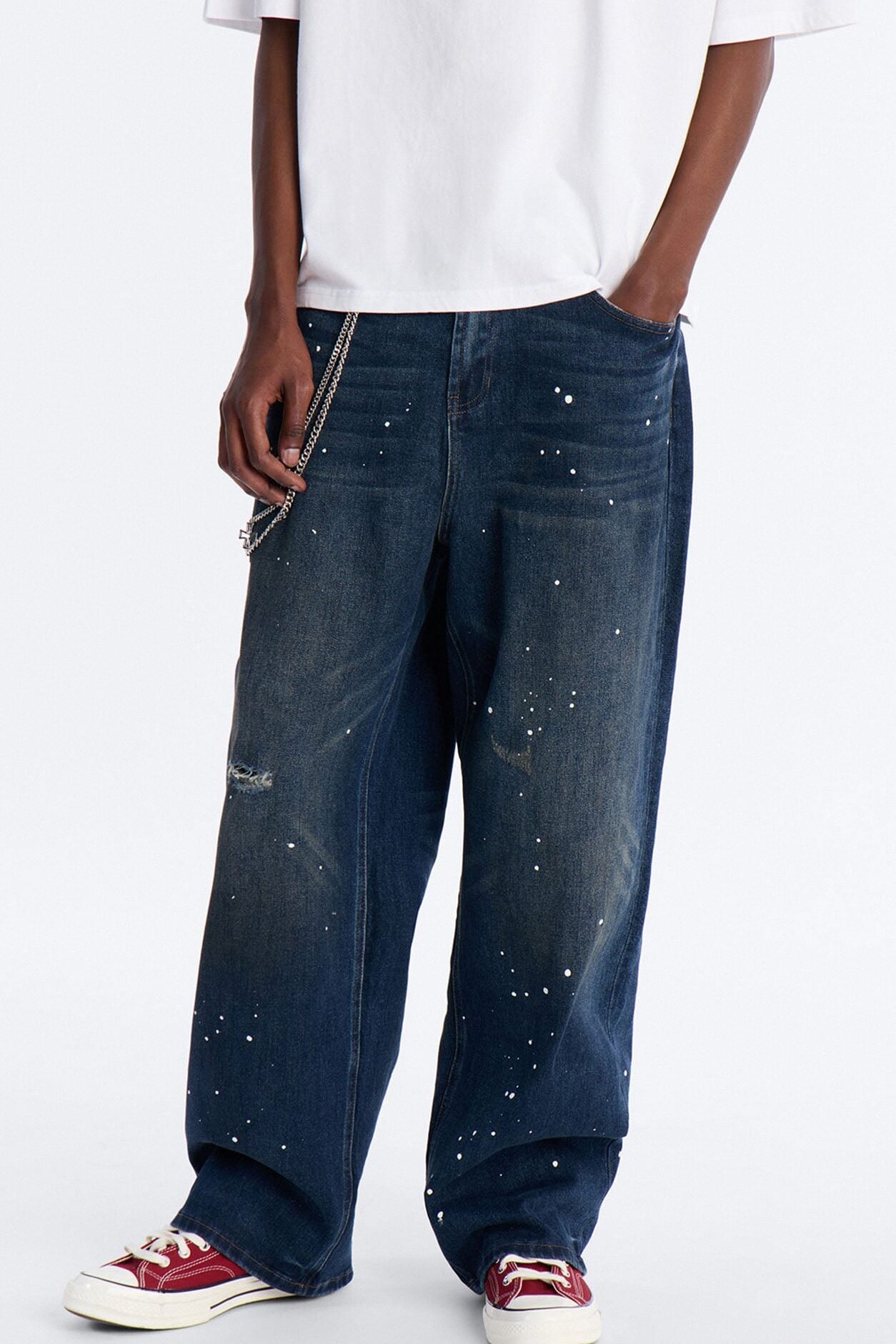 In The Paint Splat Baggy Jeans - Dark Wash image 1