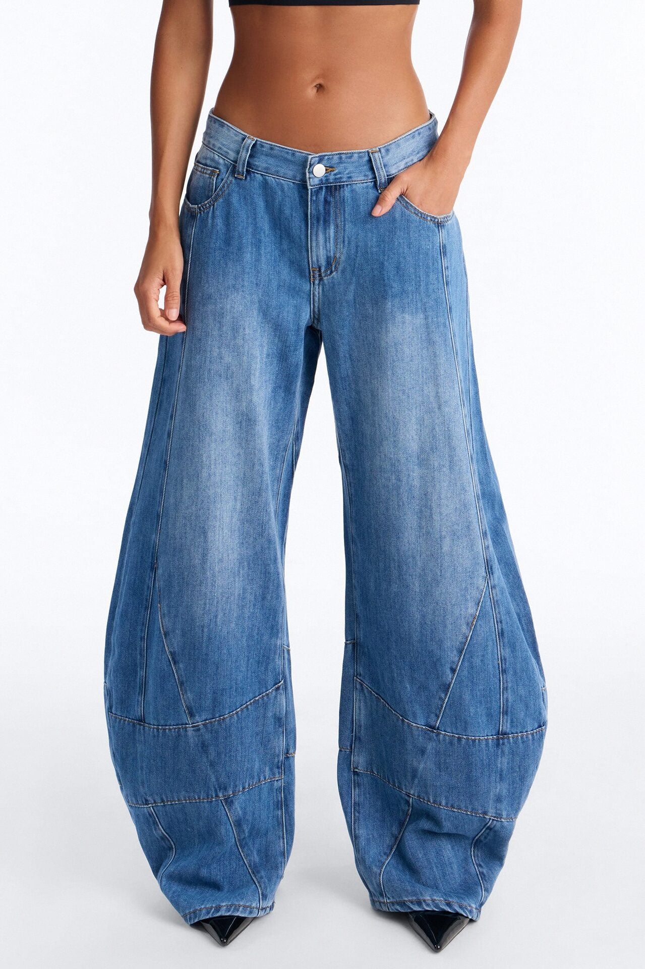 Next Street Seamed Barrel Jeans - Dark Wash image 1