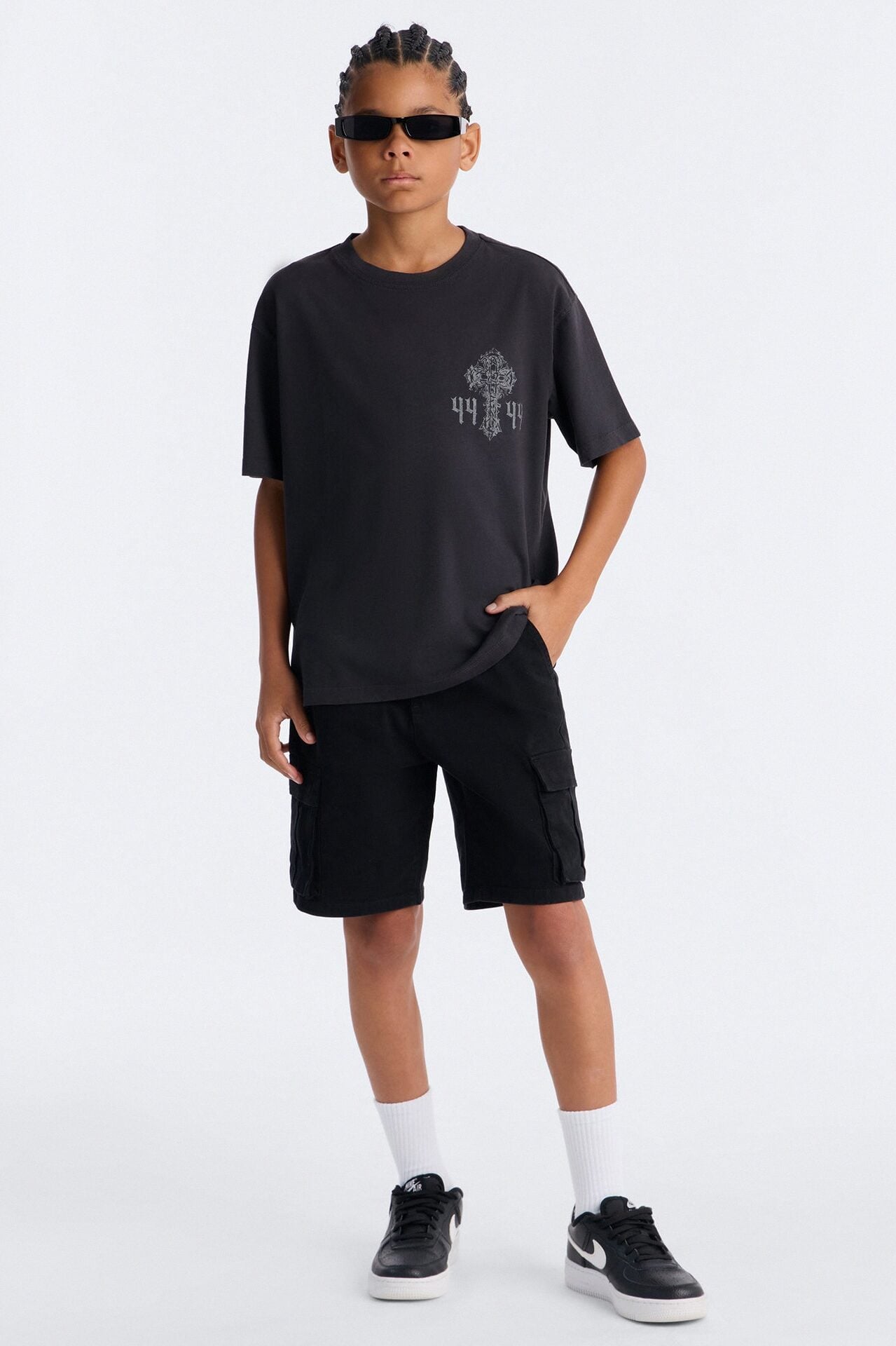 Mini Twill Volley Cargo Shorts - Black image 1