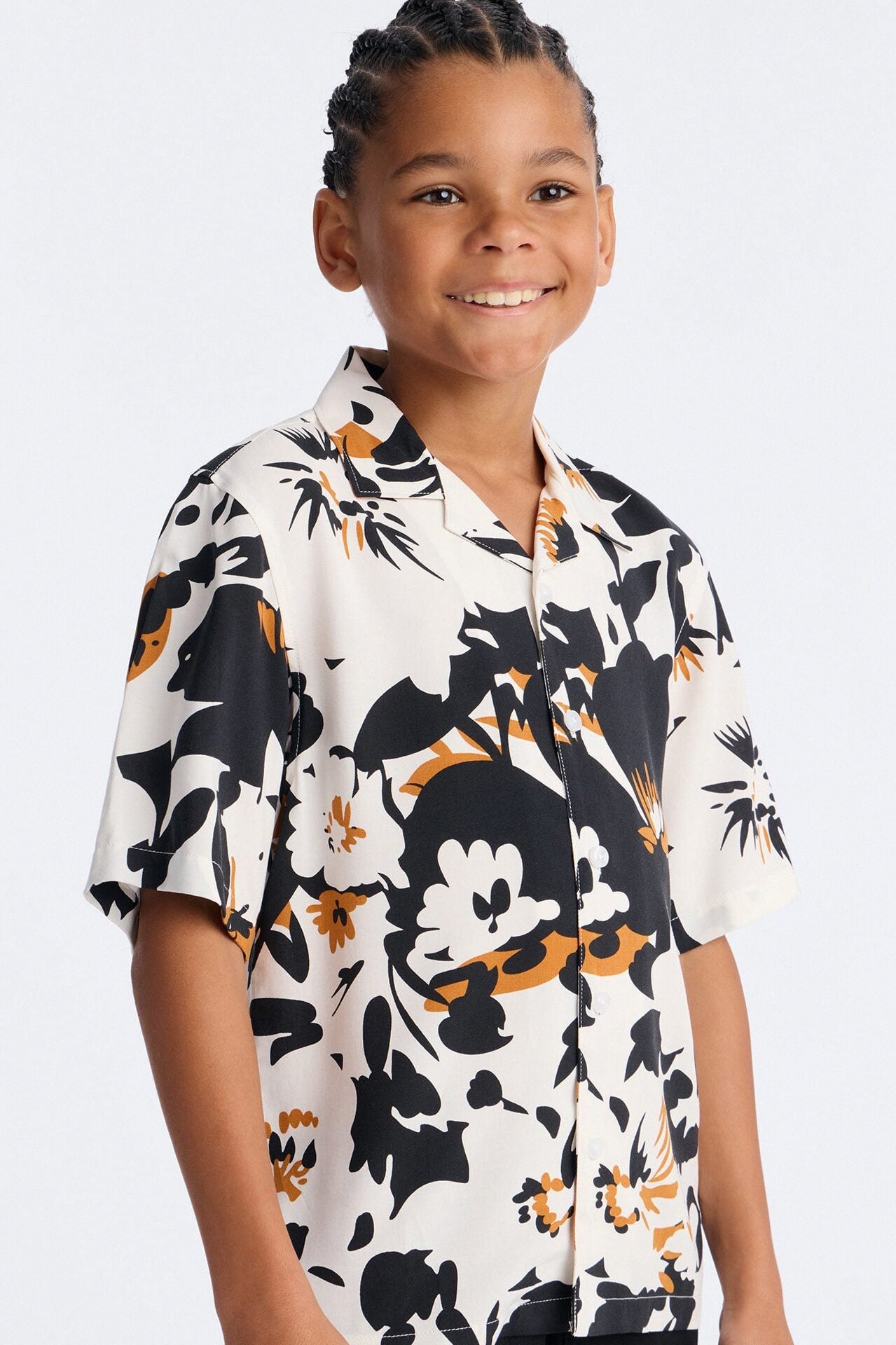Mini Never Bored Short Sleeve Button Down Shirt - White/Black image 1