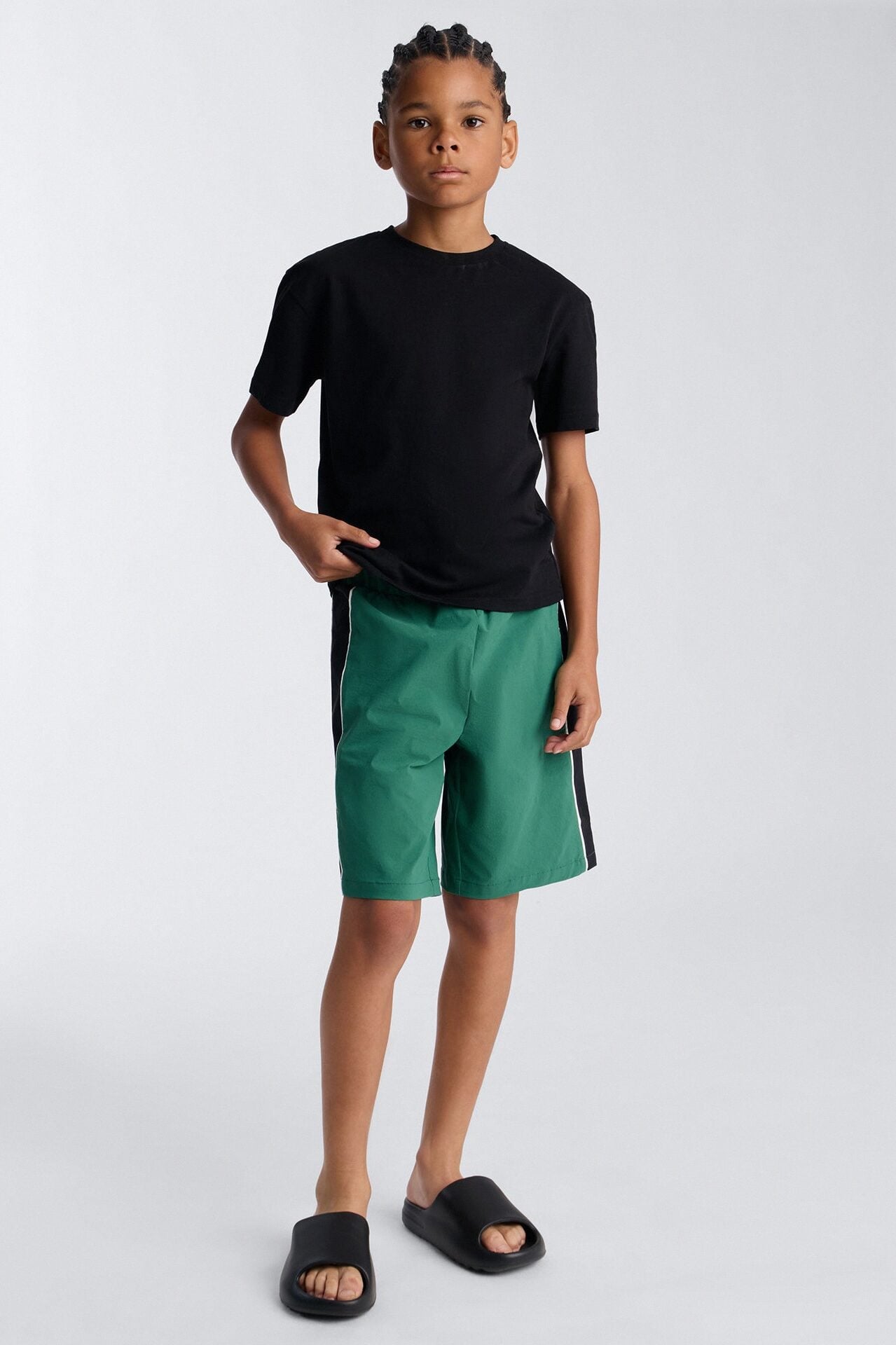 Mini Everyday Stretch Paneled Boardshorts - Green image 1