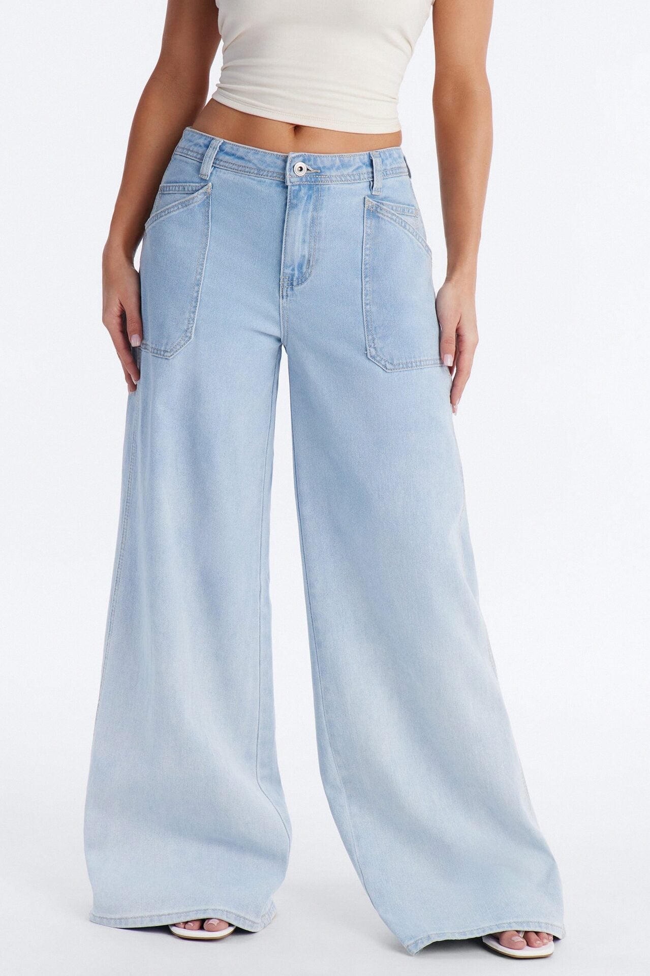 Sandbar Drapey Wide Leg Jeans - Light Wash image 1