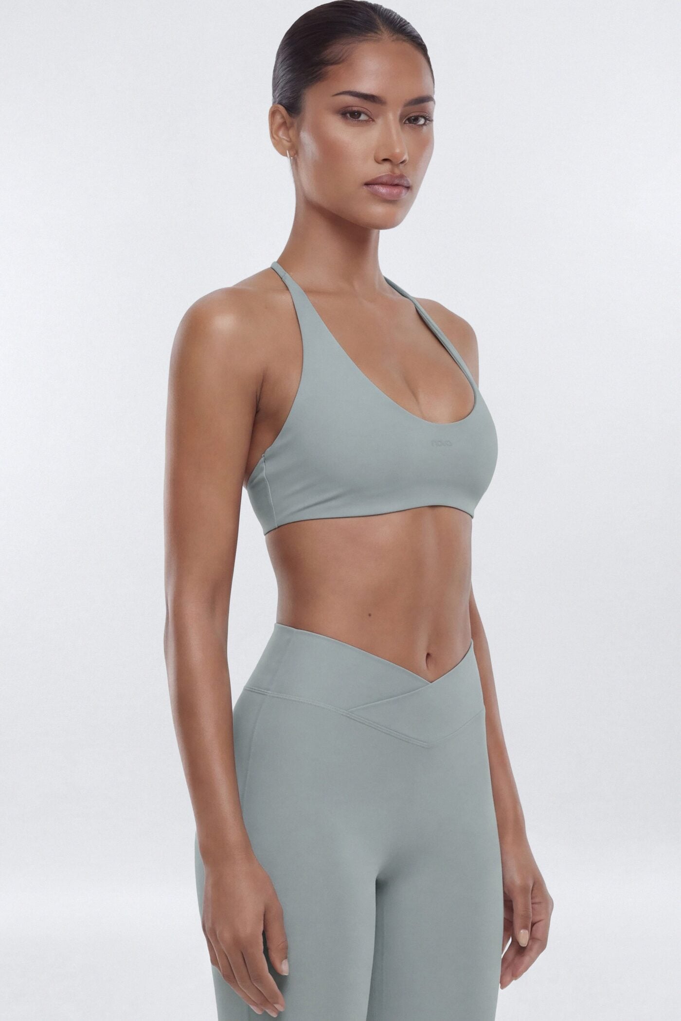 AirSculpt™ Scoop Halter Sports Bra - Steel image 1