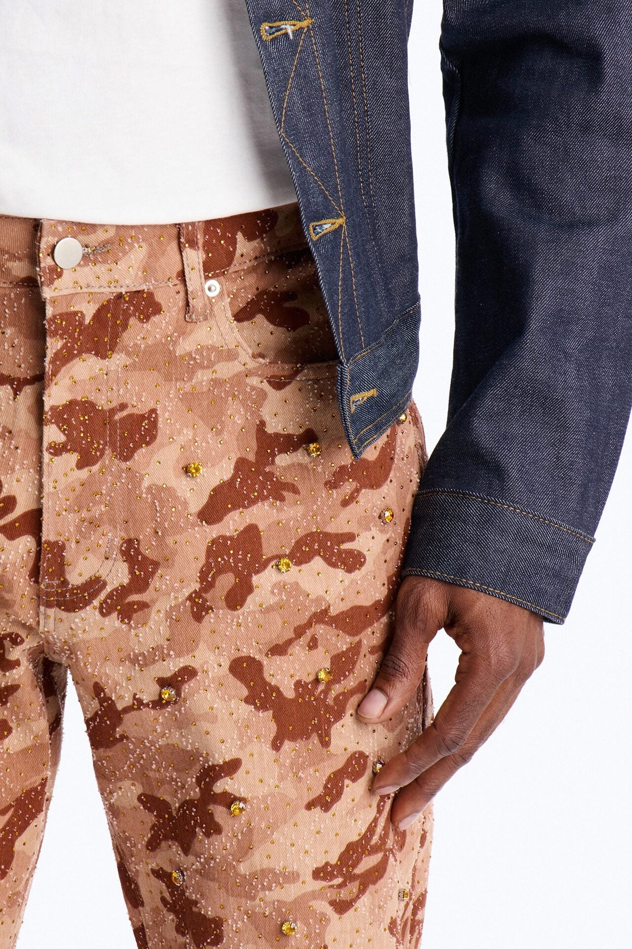 Slim Embellished Hex Pant - Chocolate image 1