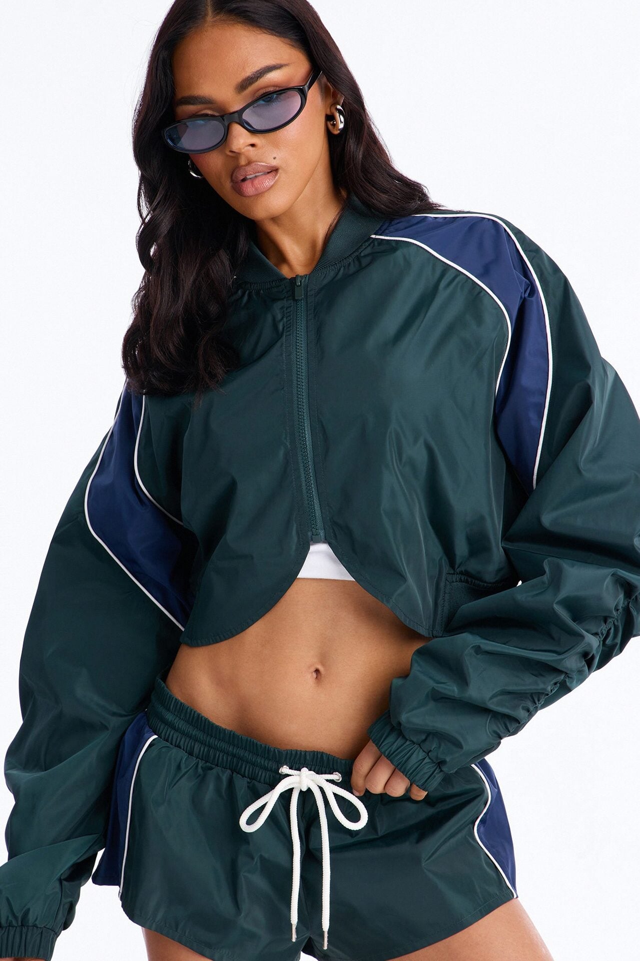 Your Best Shot Double Zip Windbreaker Jacket - Green/combo image 1