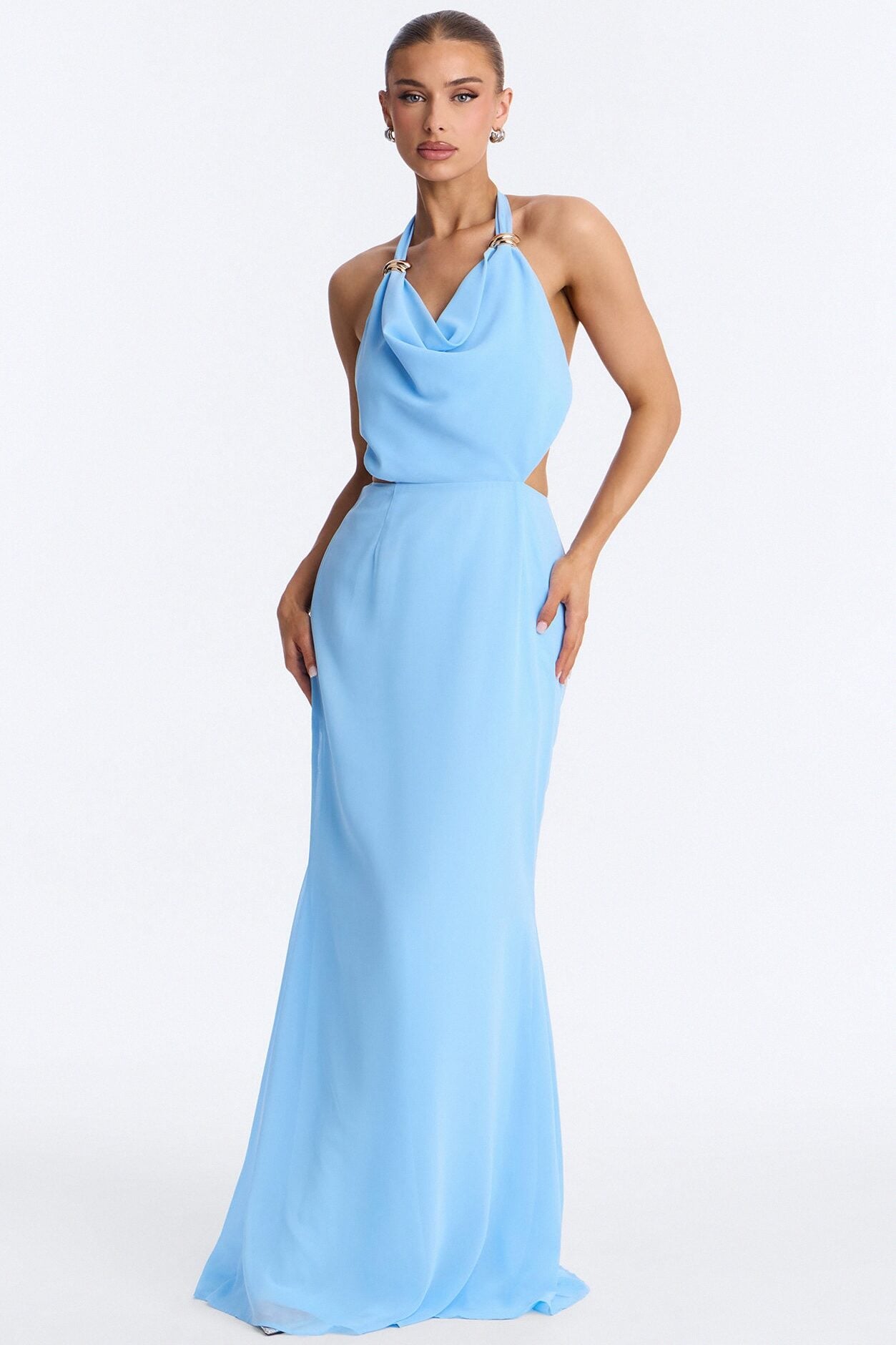 Daliah Backless Chiffon Maxi Dress - Blue image 1