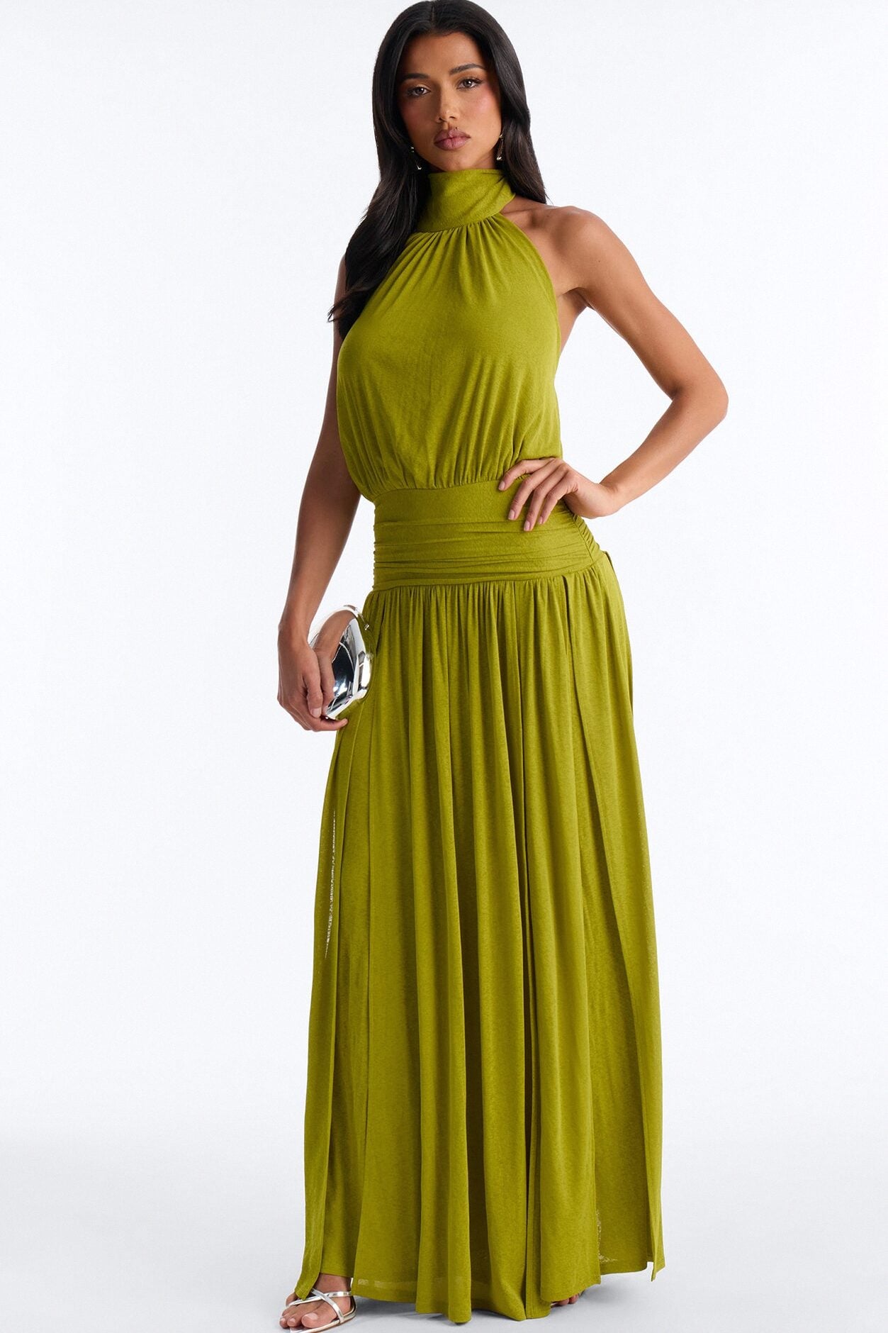 Bianca Halter Mock Neck Maxi Dress - Chartreuse image 1