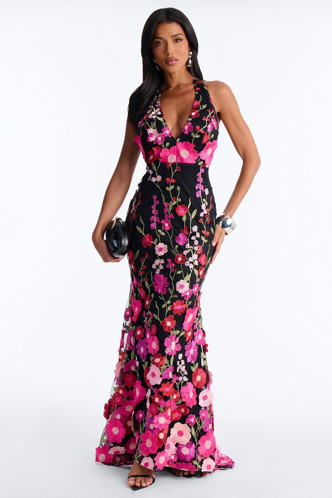 Cherise Floral Embroidered Gown - Black/combo image 1