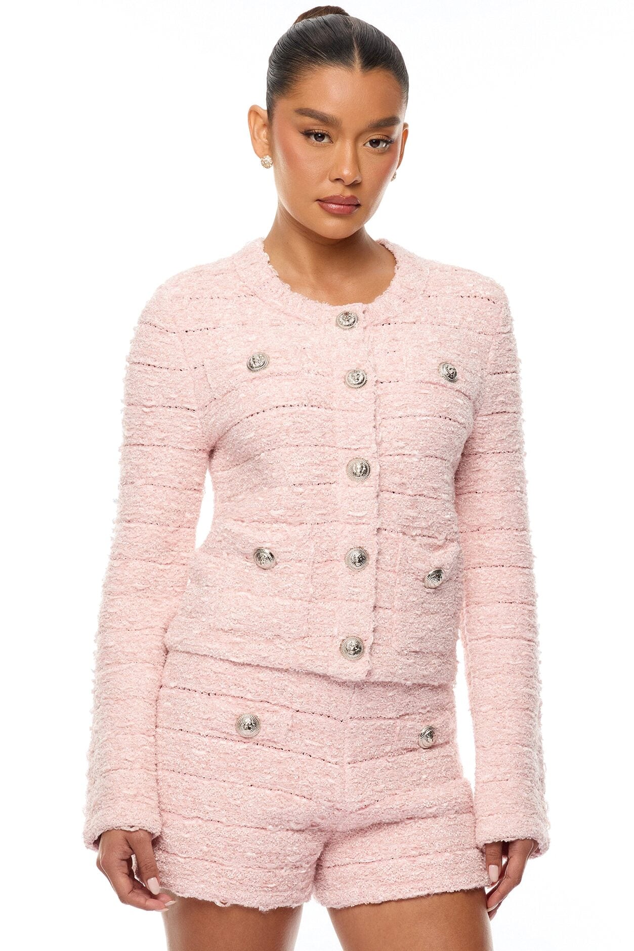 Breanna Tweed Short Set - Light Pink image 1