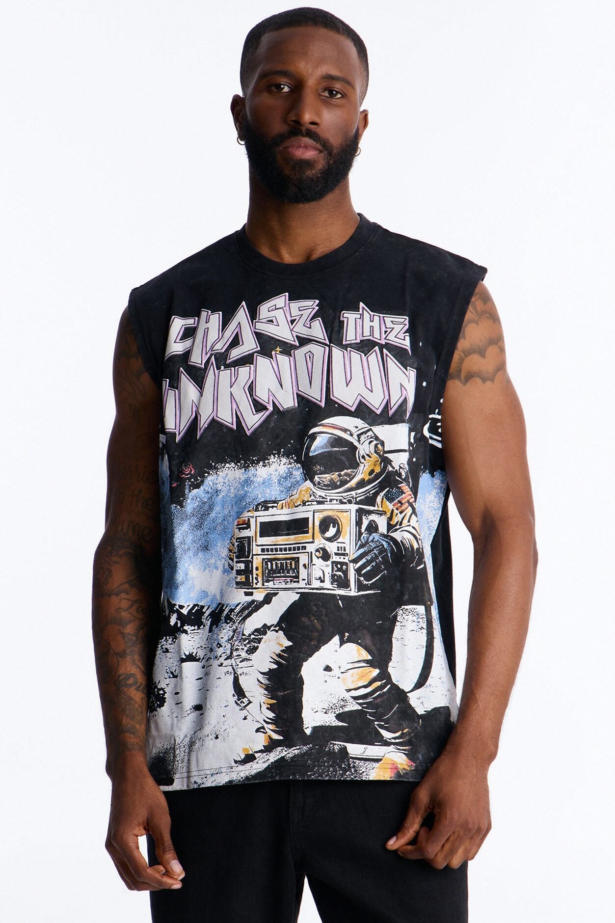 Chase The Unknown Vintage Muscle Tee - Black Wash image 1