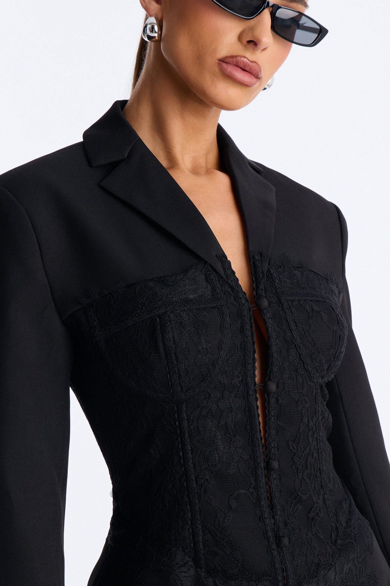 Deep Secrets Lace Corset Blazer - Black image 1