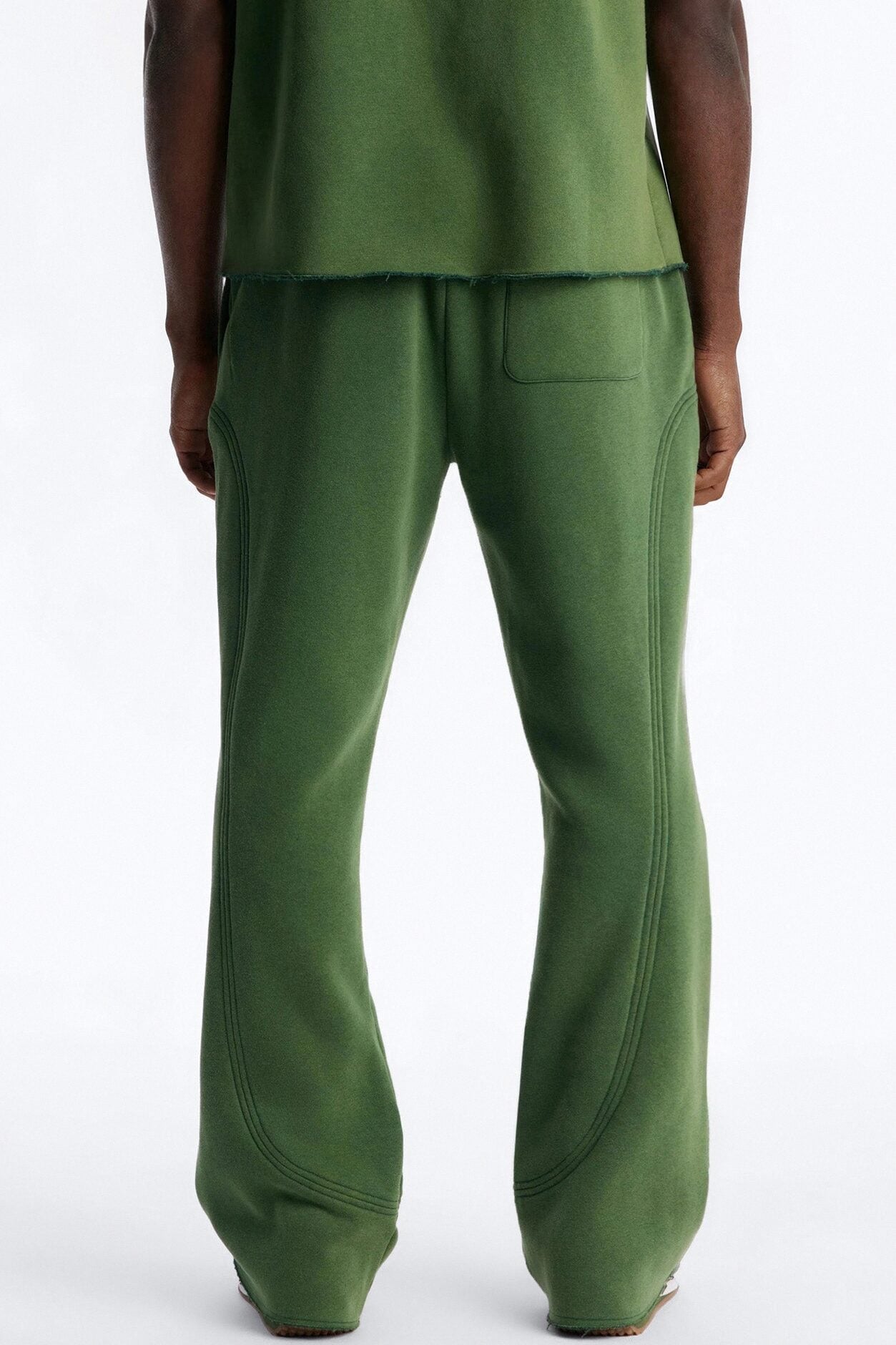 Washed Raw Edge Flare Sweatpant - Green image 1
