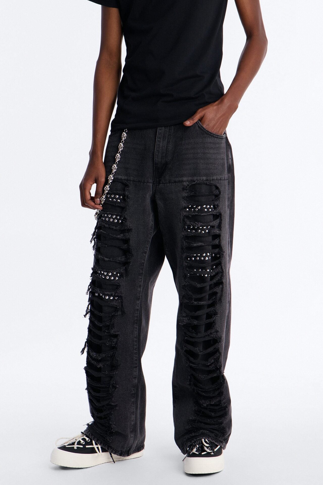 Baggy Studded Mayhem Jean - Black Wash image 1