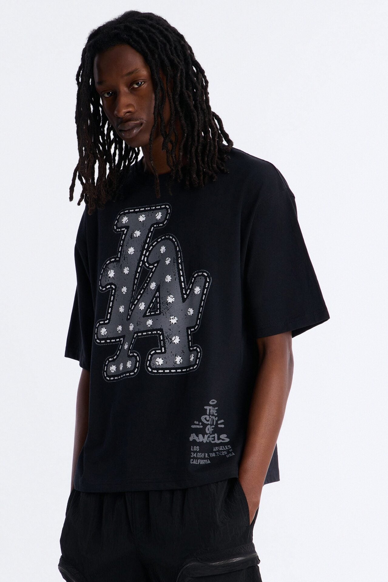 LA Hustle District Boxy Short Sleeve Tee - Black image 1