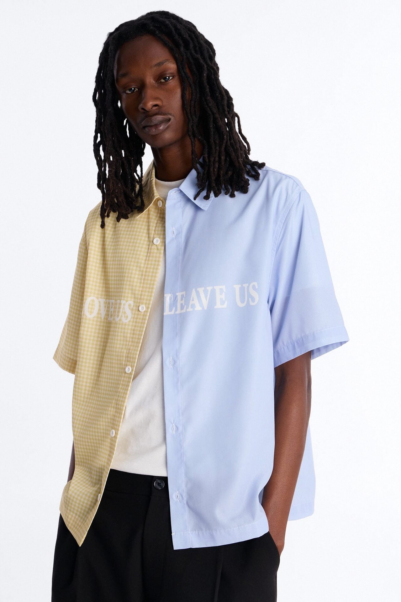 Relaxed Split Button Up Shirt - Yellow image 1