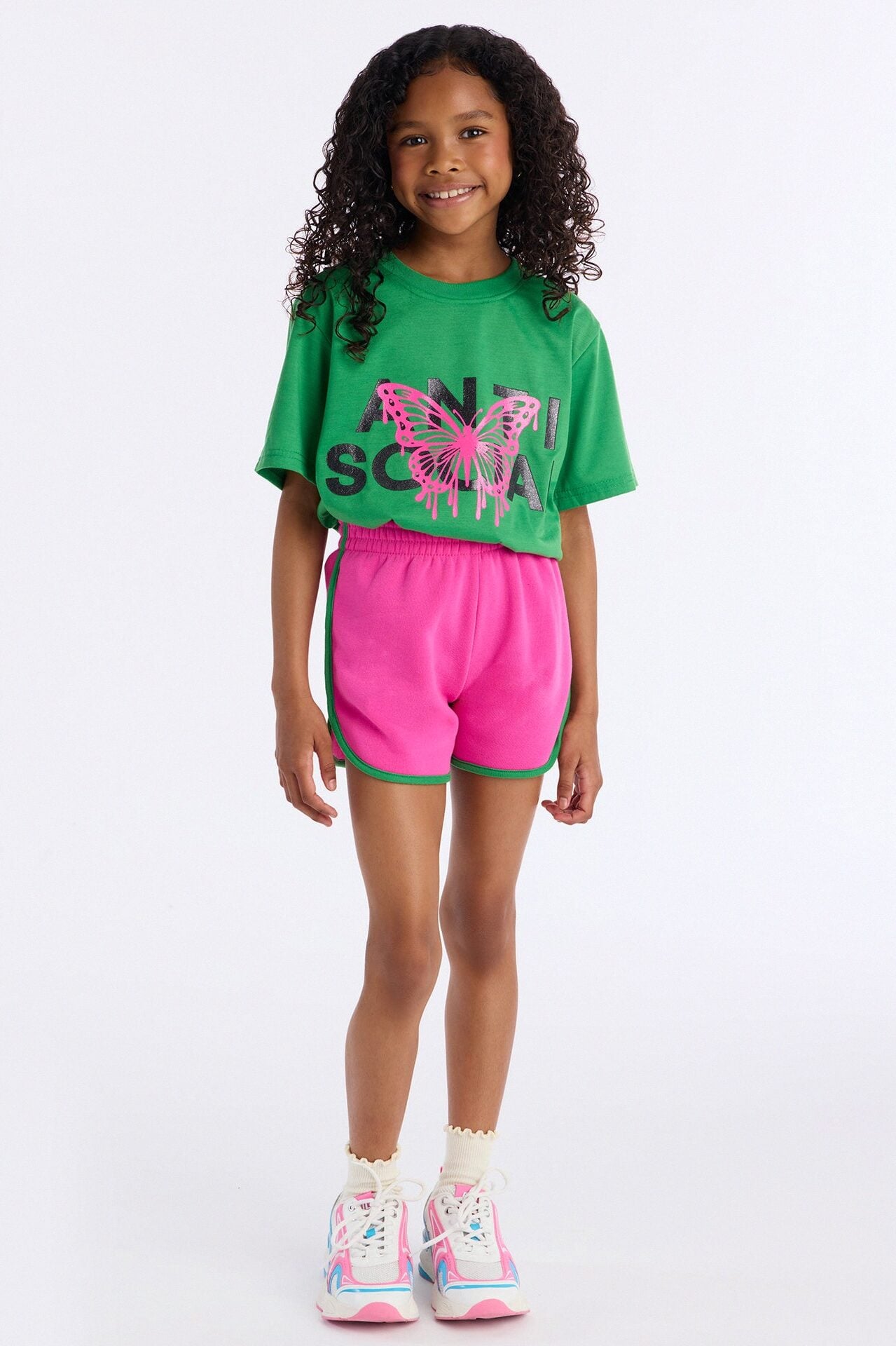 Mini Anti Social Short Set - Green/combo image 1
