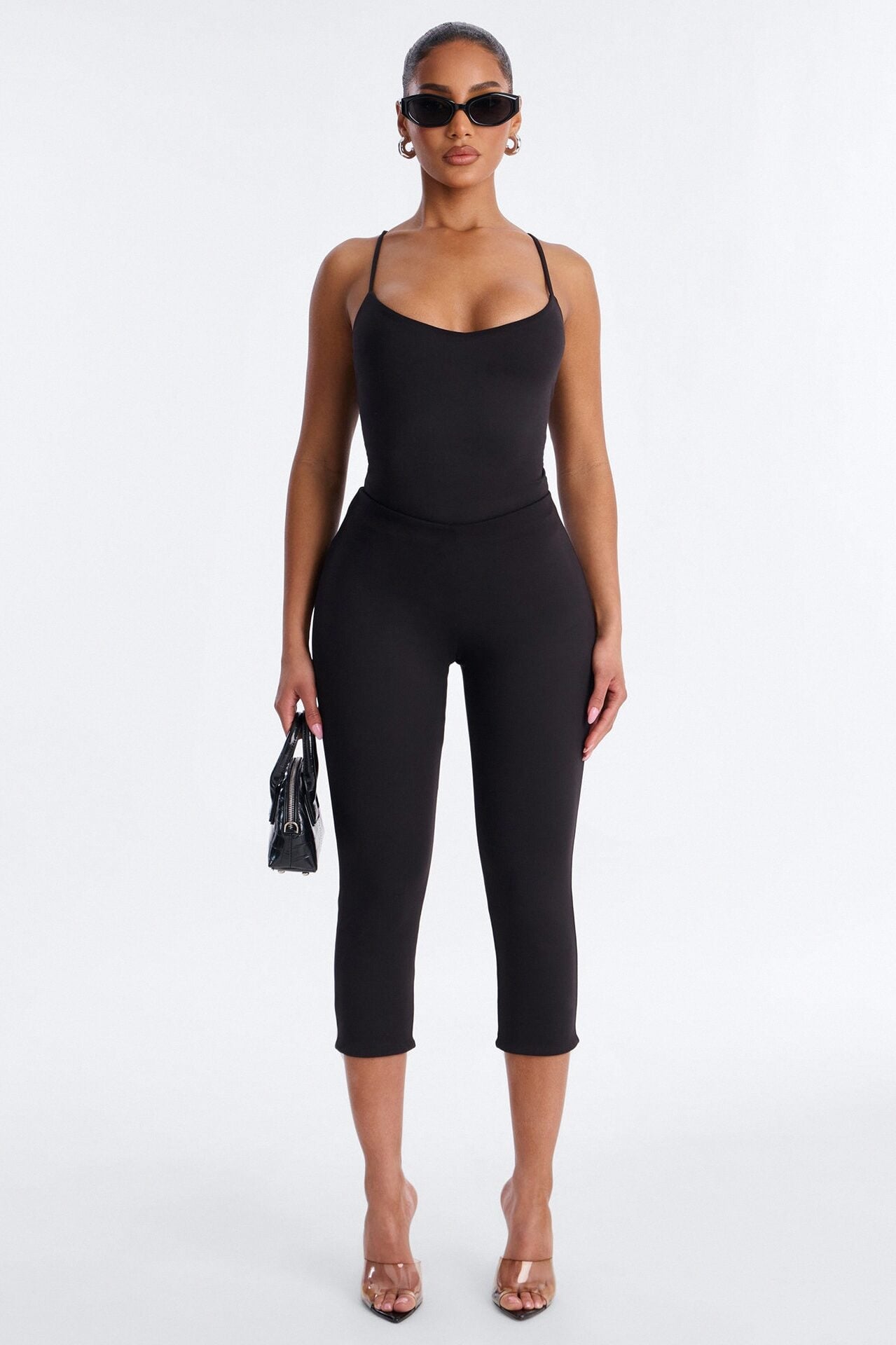 Bianca Matte Form Double Lined Low Rise Capri Set - Black image 1
