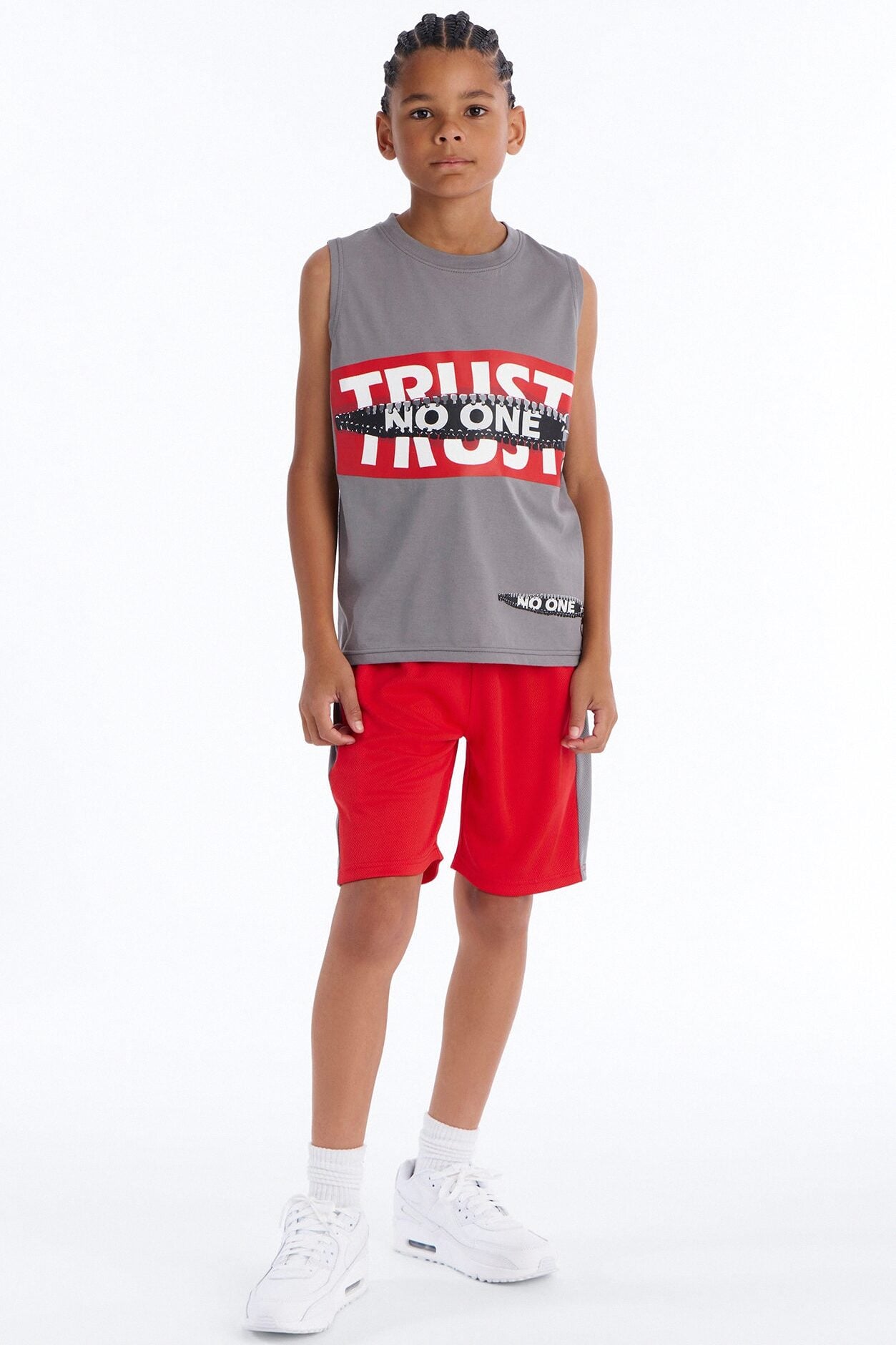 Mini Trust No One Mesh Short Set - Charcoal/combo image 1