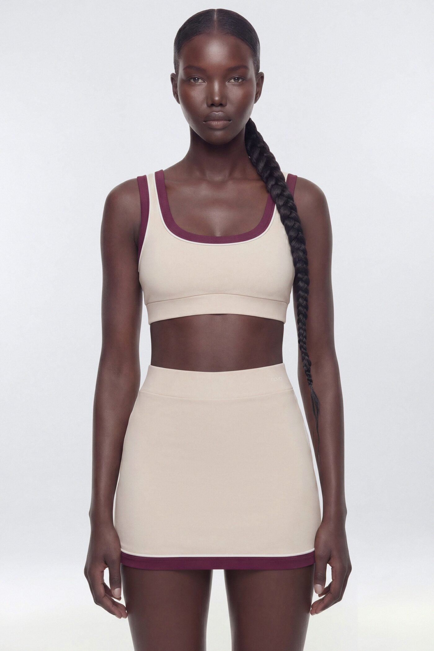 ButterSoft Contrast Scoop Neck Sports Bra - Oat Milk image 1
