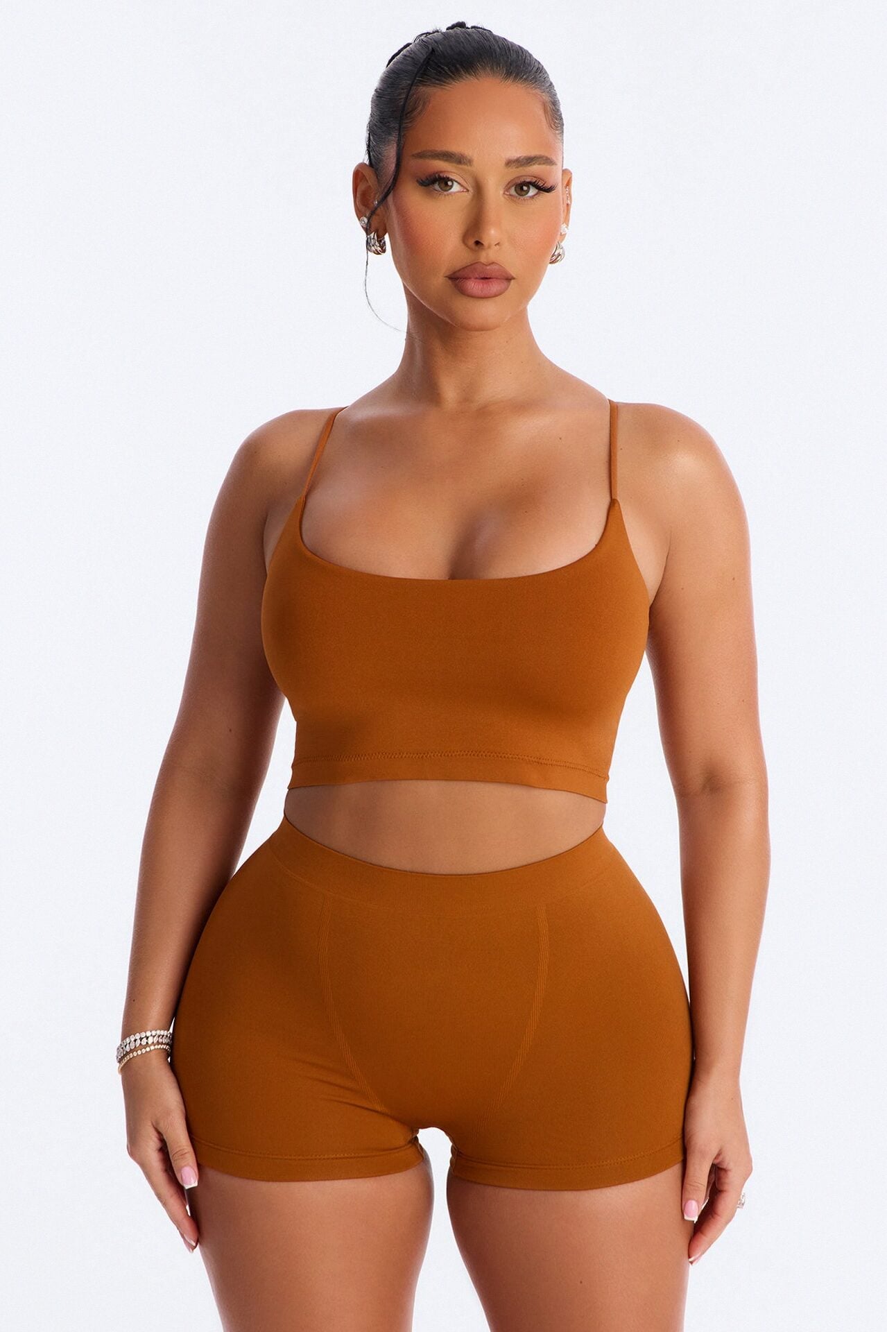 Seamless Smooth Base Layer Double Lined Cami Crop Top - Copper image 1