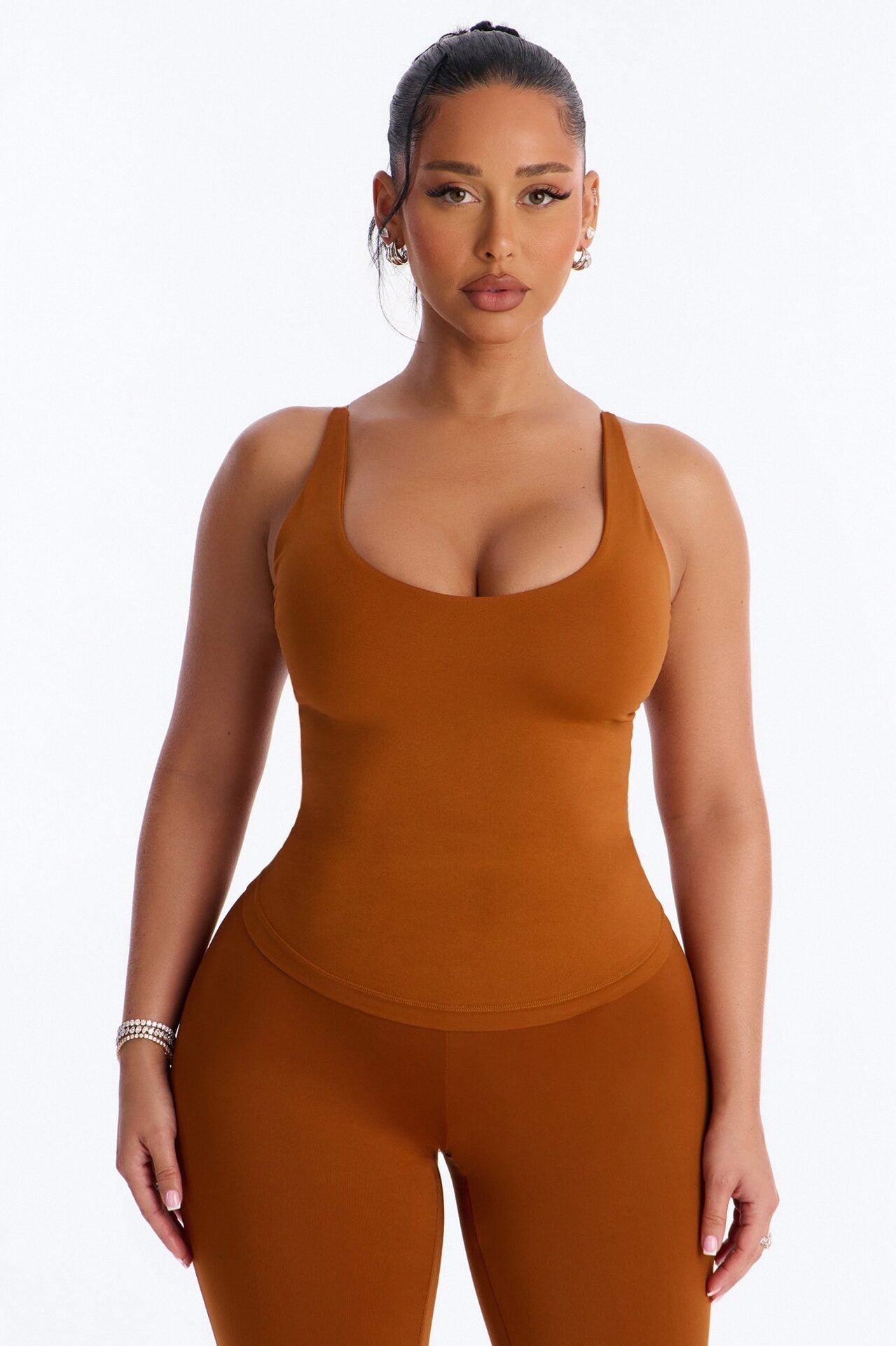Seamless Smooth Double Lined Scoop Neck Cami Top - Copper image 1