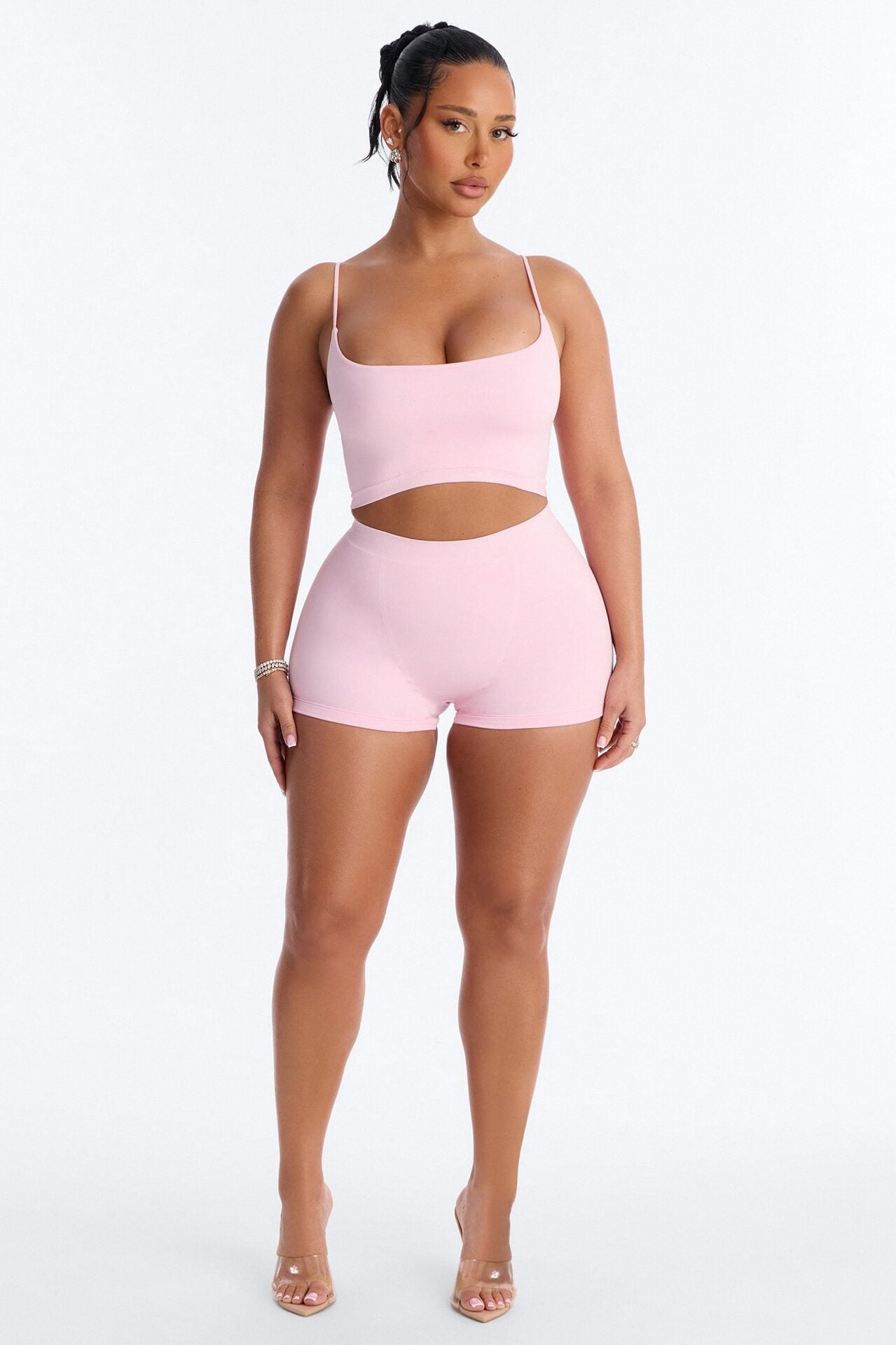 Seamless Smooth Double Lined Micro Hot Short - Light Pink image 1