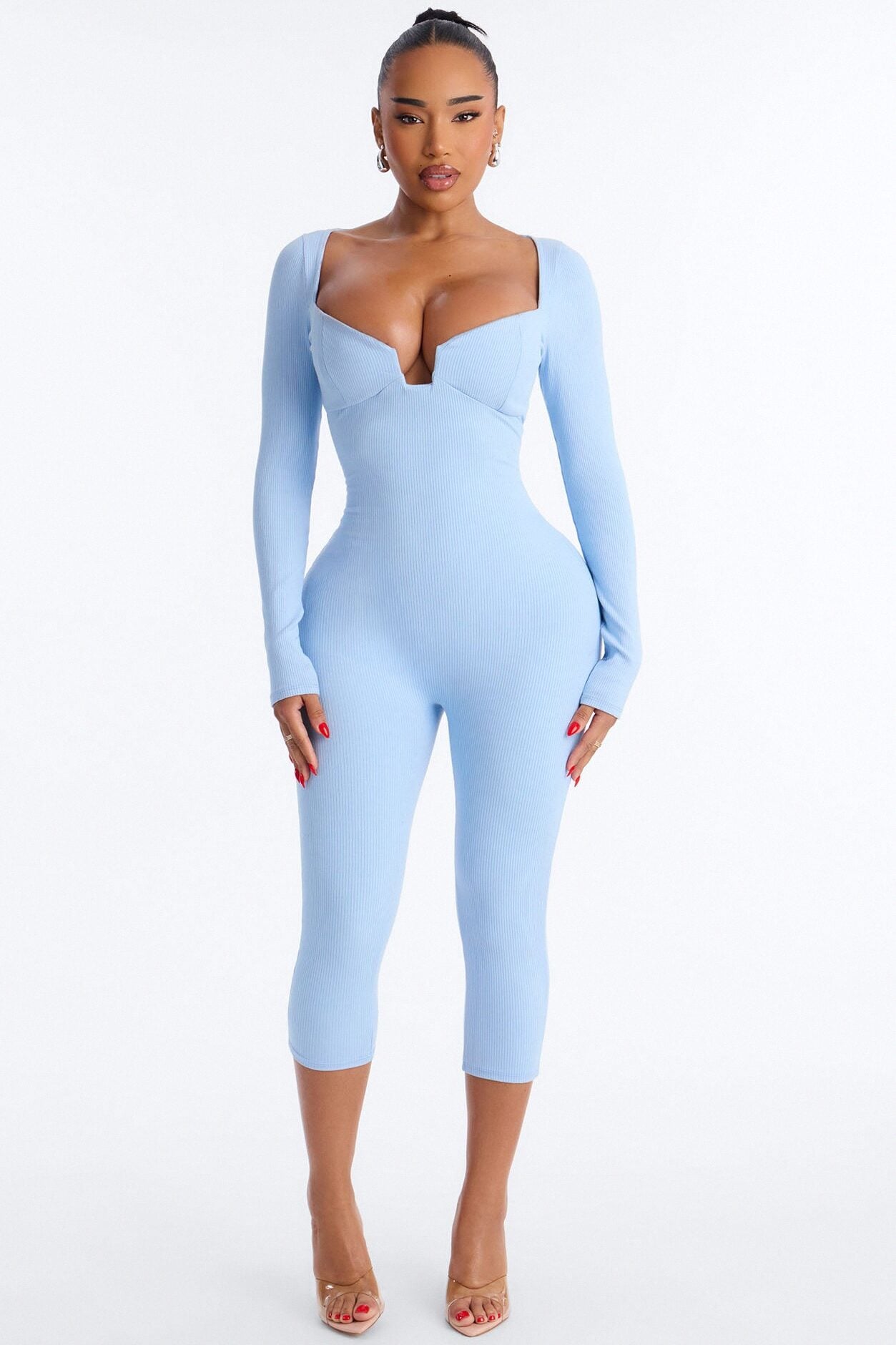 Scarlett Snatched Capri Jumpsuit - Light Blue image 1