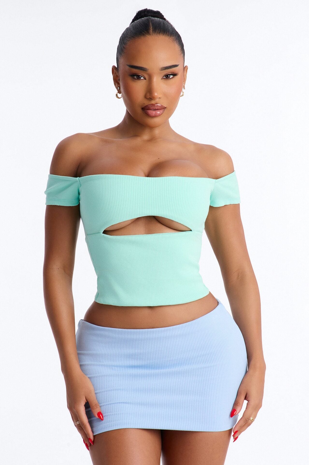 Scarlett Snatched 2 Piece Micro Mini Skort Set - Mint/combo image 1