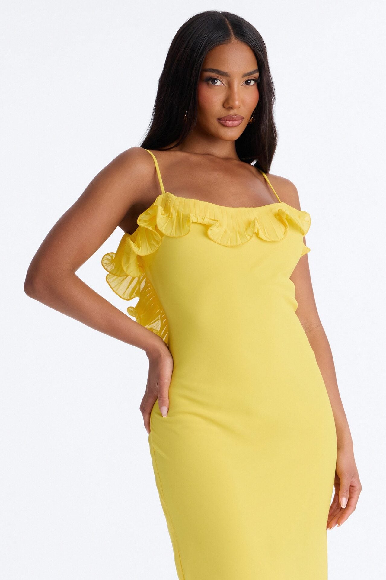 In Bloom Ruffle Chiffon Gown - Yellow image 1