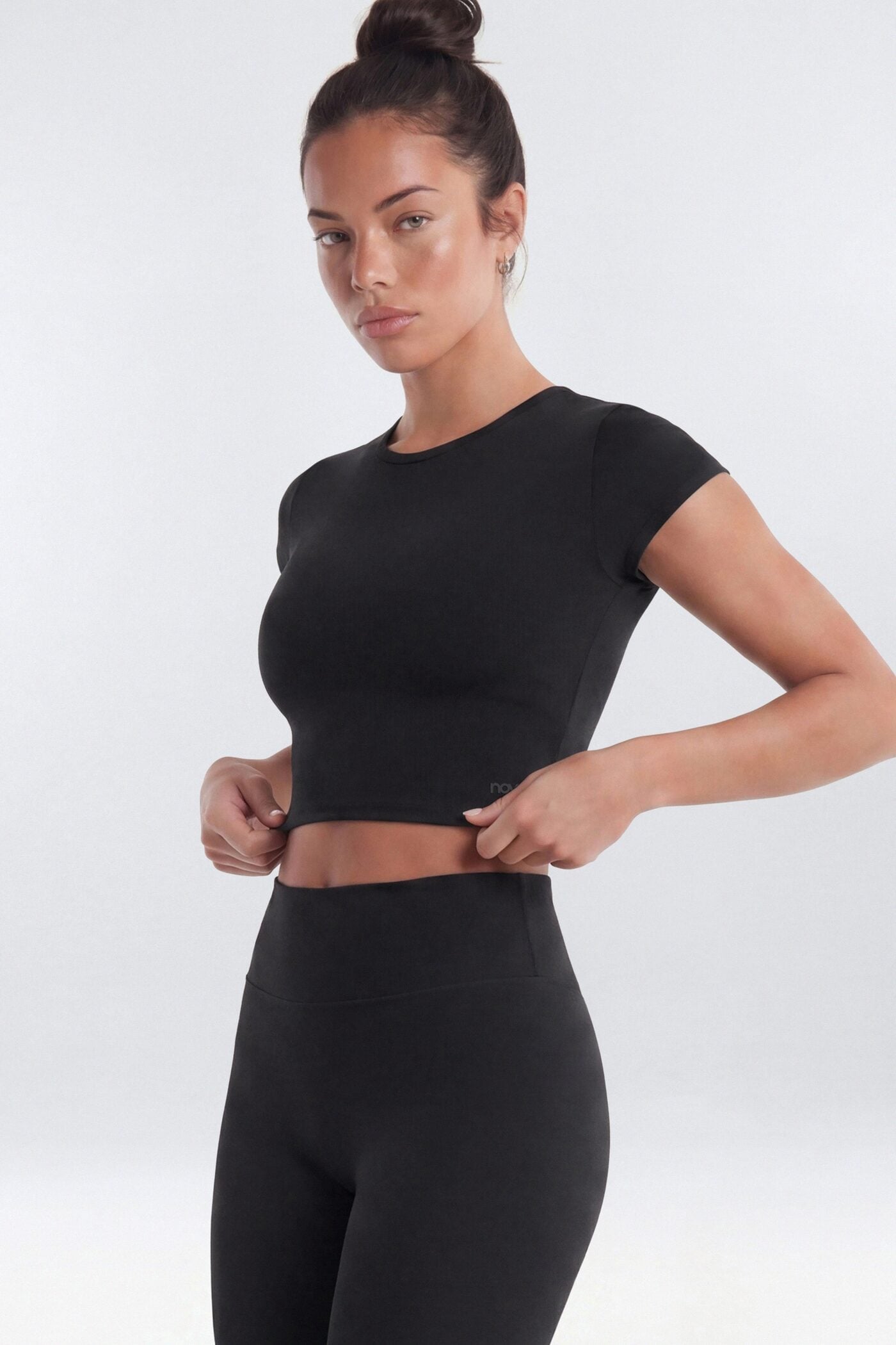 CloudForm™ Cap Sleeve Active Crop Top - Black image 1